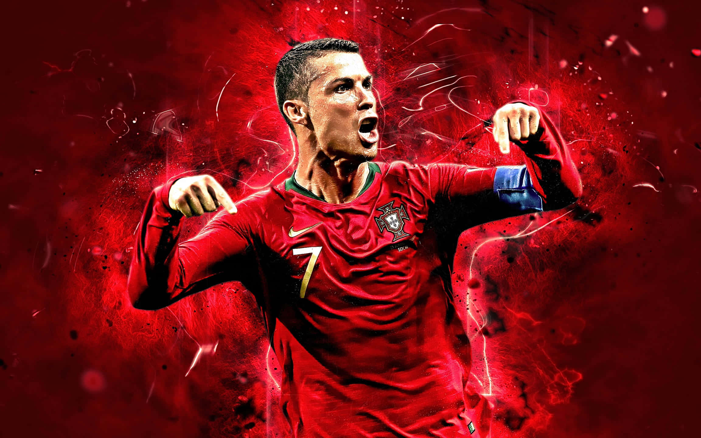Cristiano Ronaldo dominând terenul în acțiune Fundal
