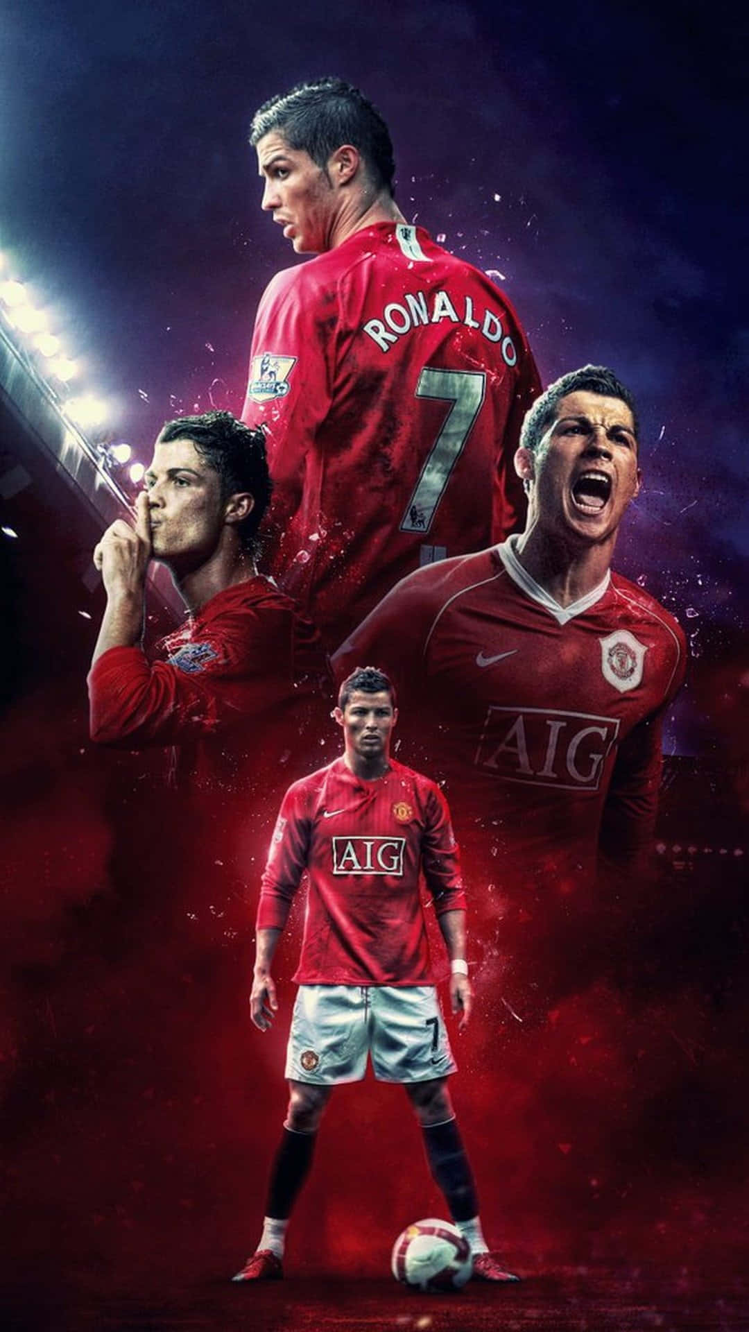 Cristiano Ronaldo emanând intensitate pe teren Fundal