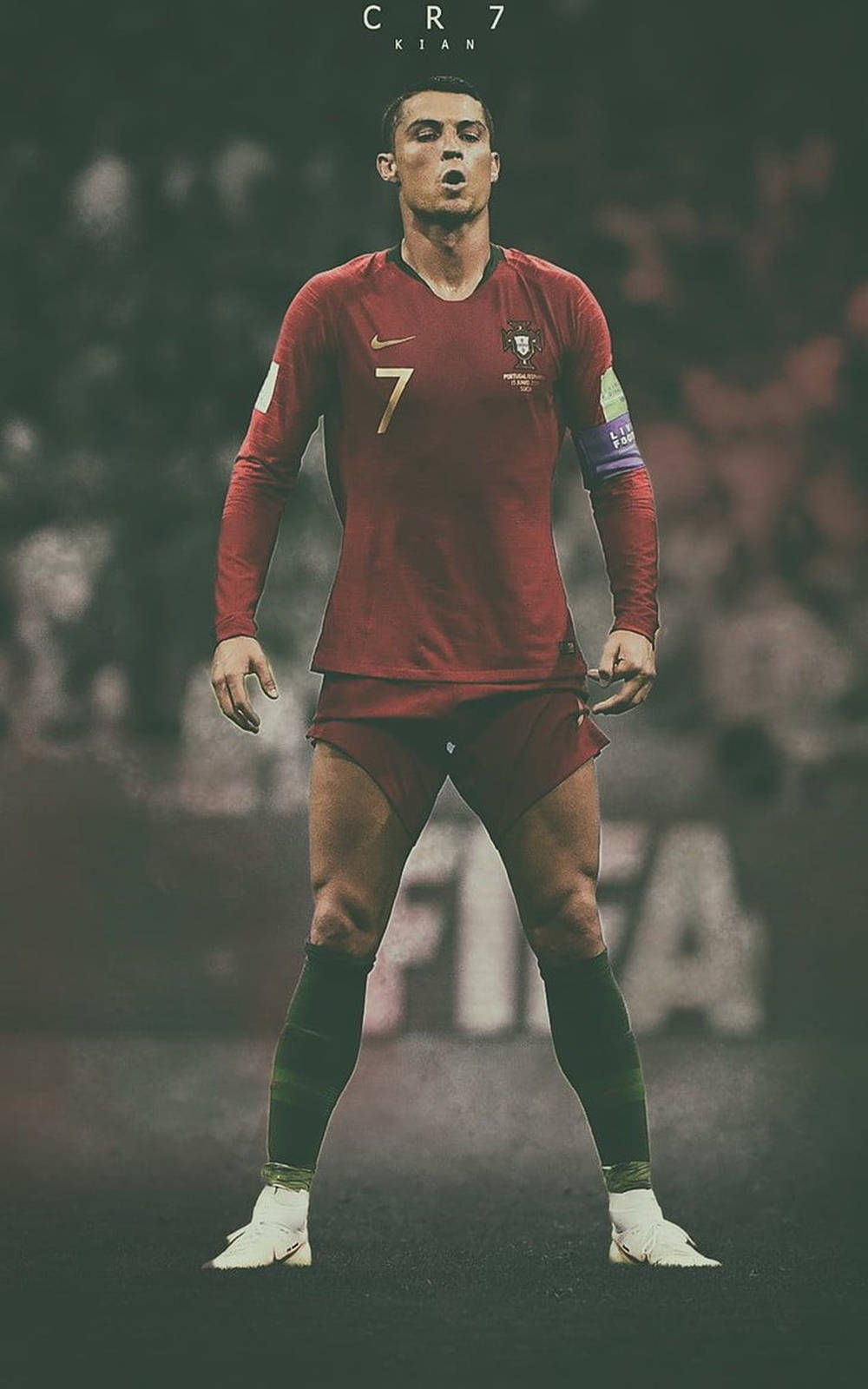Cristiano Ronaldo Cool FPF Roșu Fundal