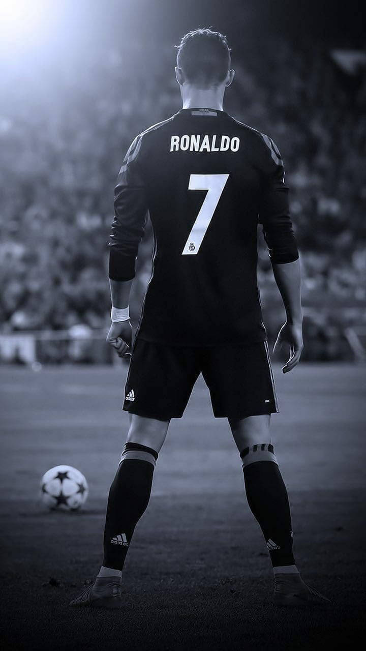 Cristiano Ronaldo Grayscale FHD Fotbal Fundal