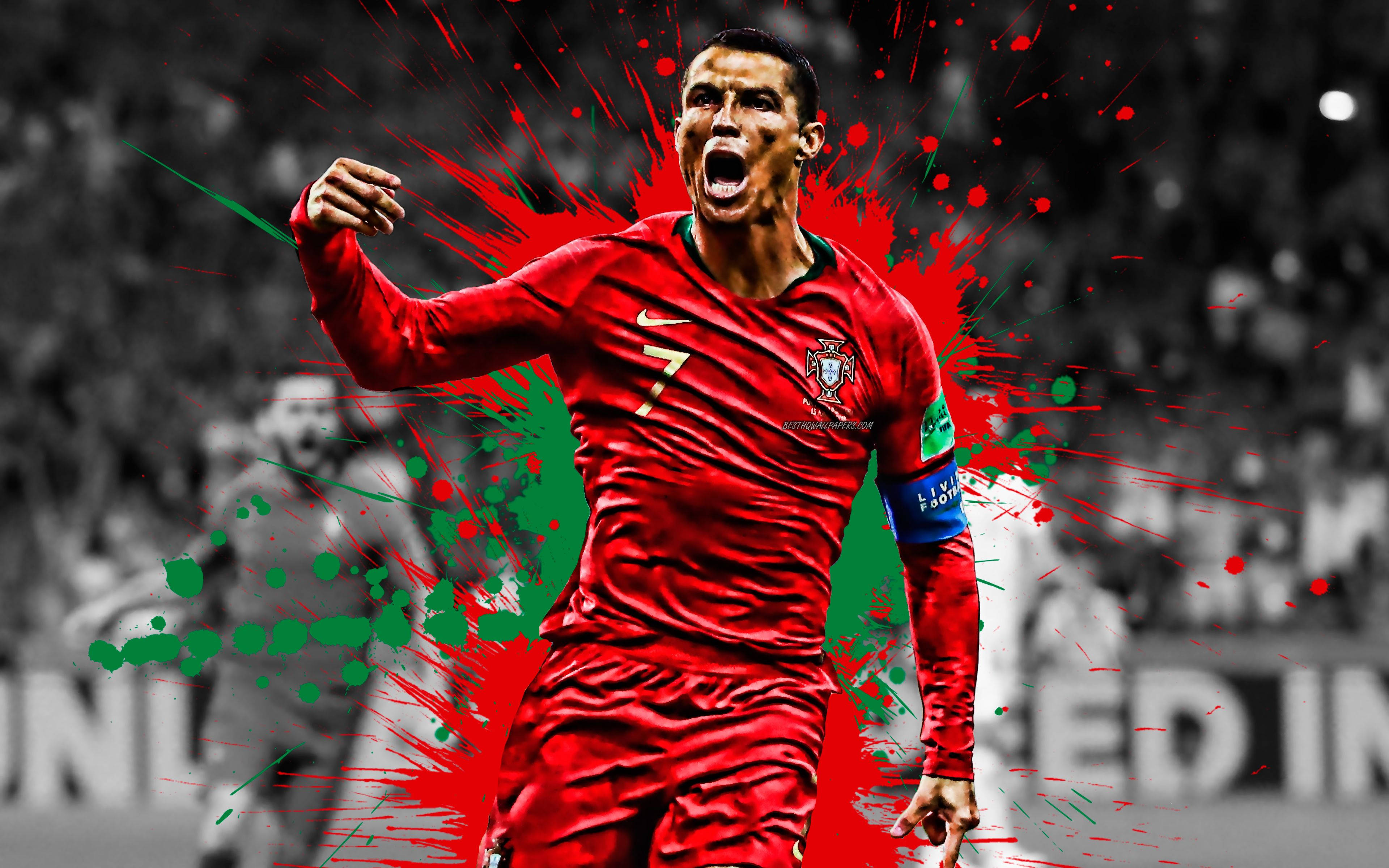Cristiano Ronaldo Design Cool Roșu și Verde Fundal