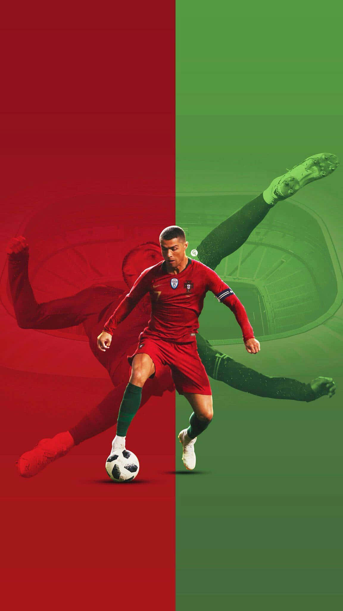Cristiano Ronaldo în Acțiune Fundal