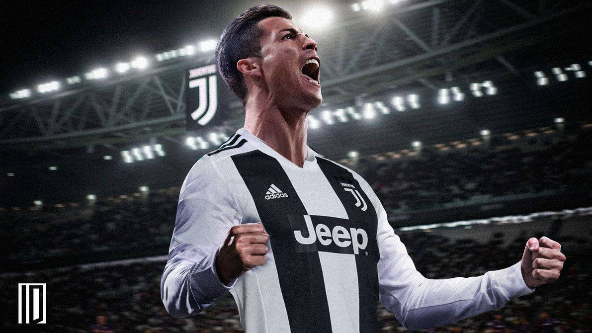 Cristiano Ronaldo sărbătorește după victoria sa Fundal
