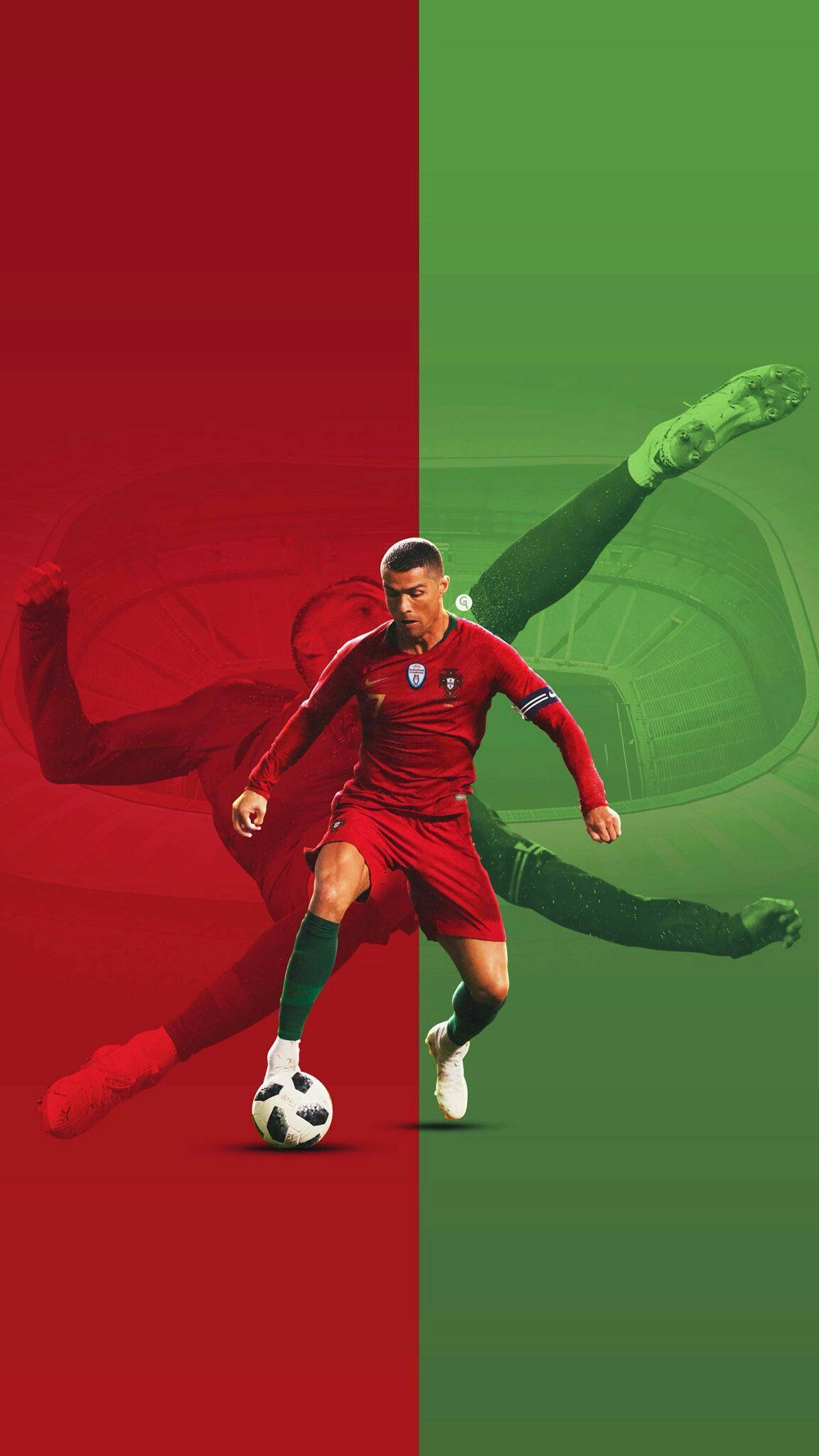 Cristiano Ronaldo tematică cool roșu și verde Fundal