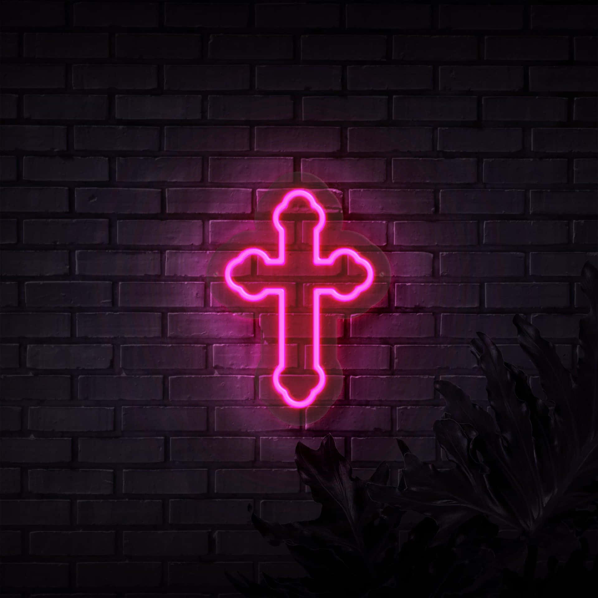 Cruce Neon Roz Fundal