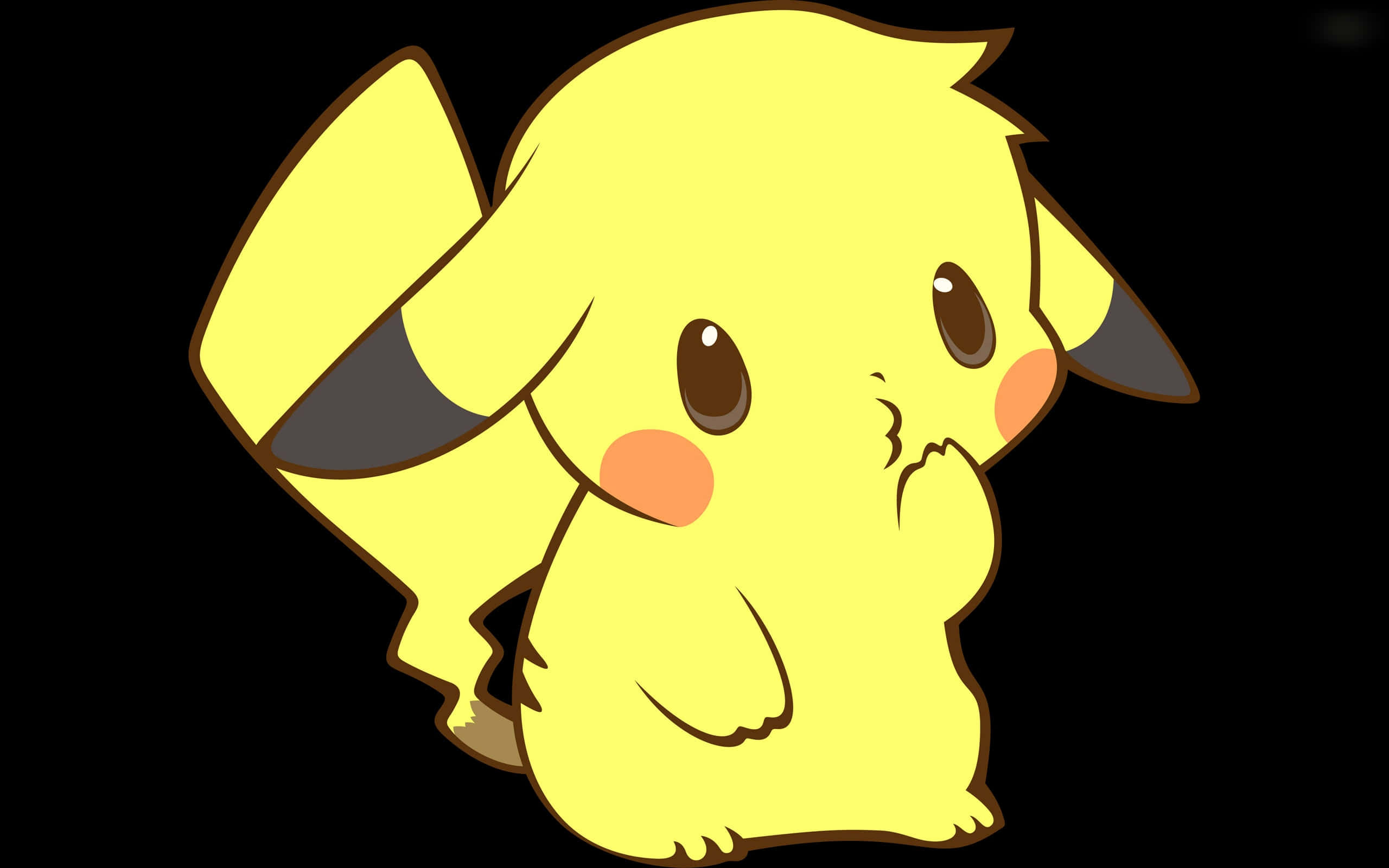 Cu coada sa dungată caracteristică, acest Pikachu pare pregătit pentru o aventură! Fundal