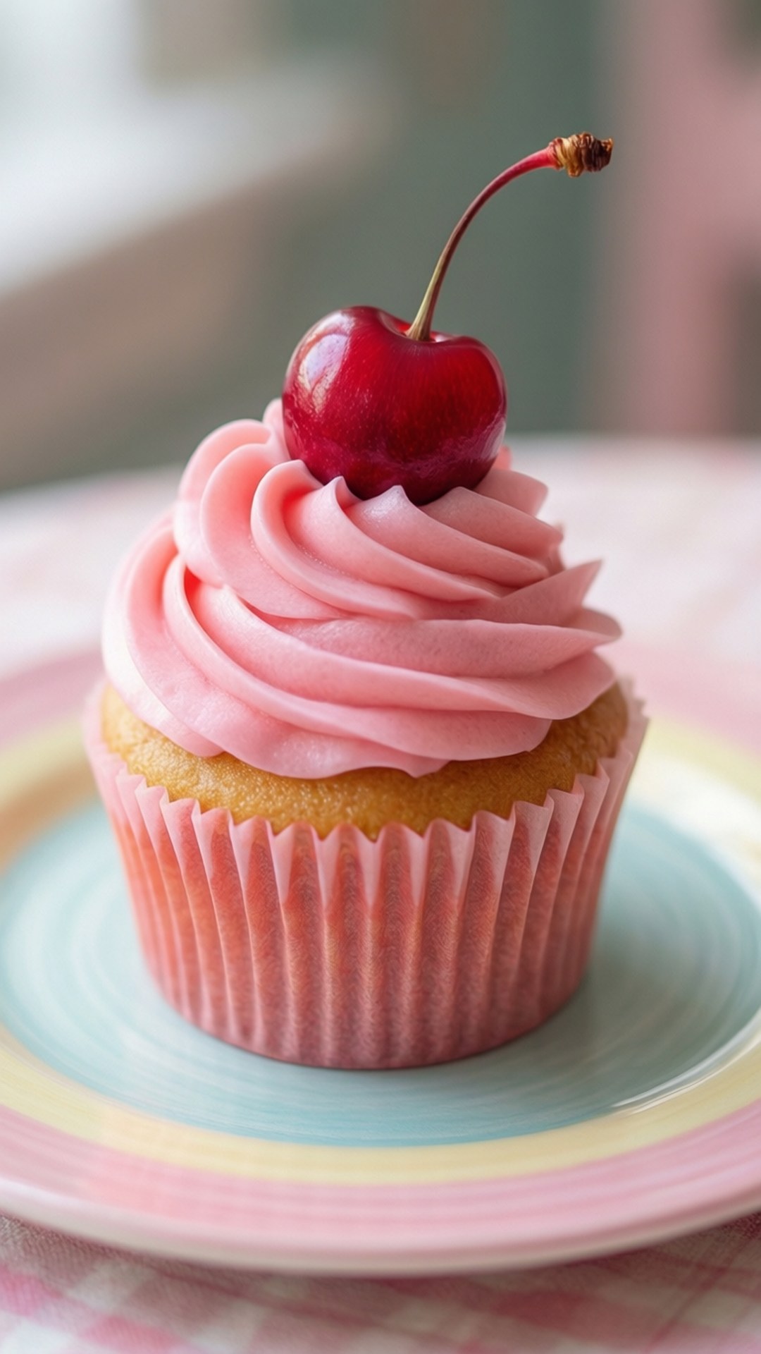 Cupcake Roz cu Cireașă Fundal