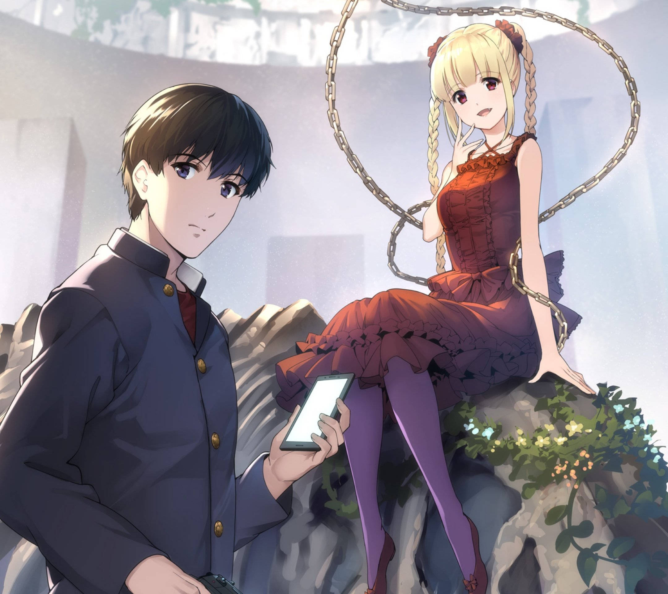 Cuplu Anime Darwin's Game Fundal