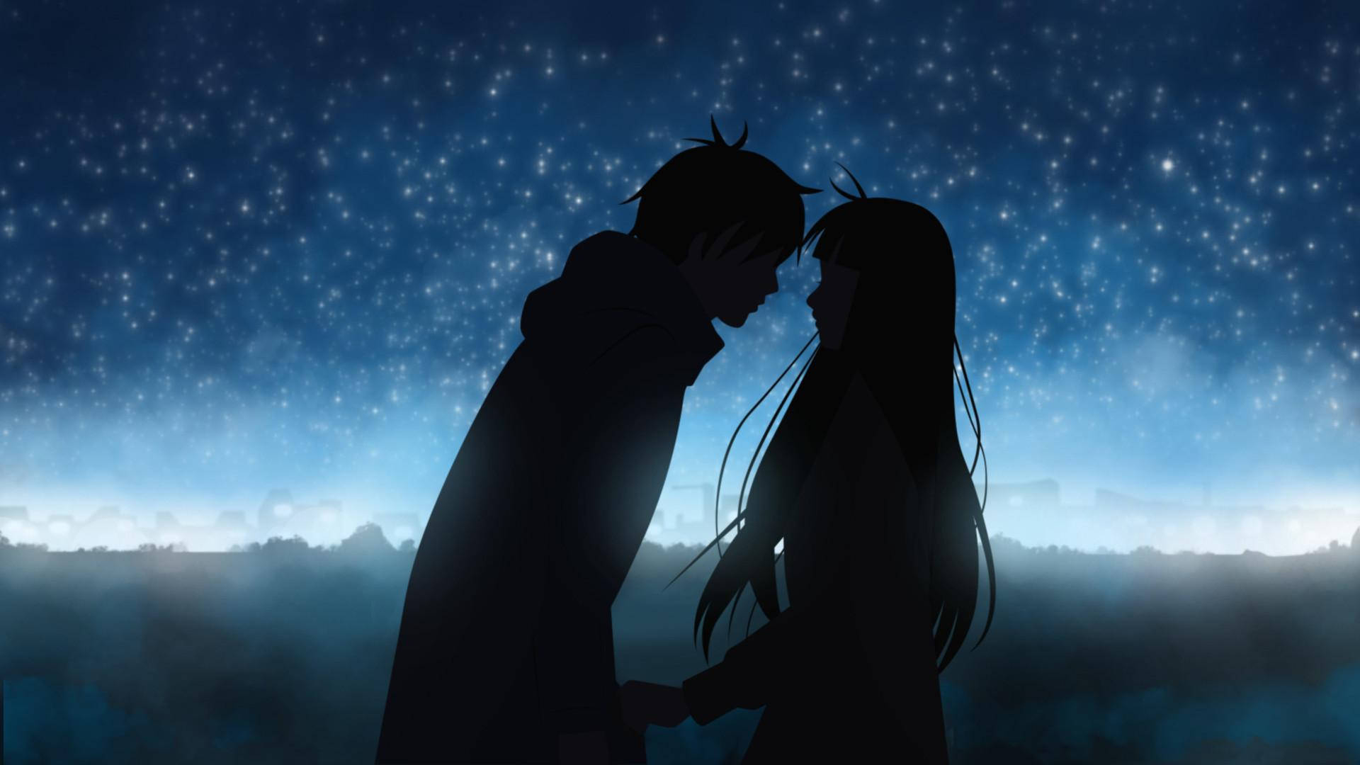 Cuplu Anime Negru Fundal