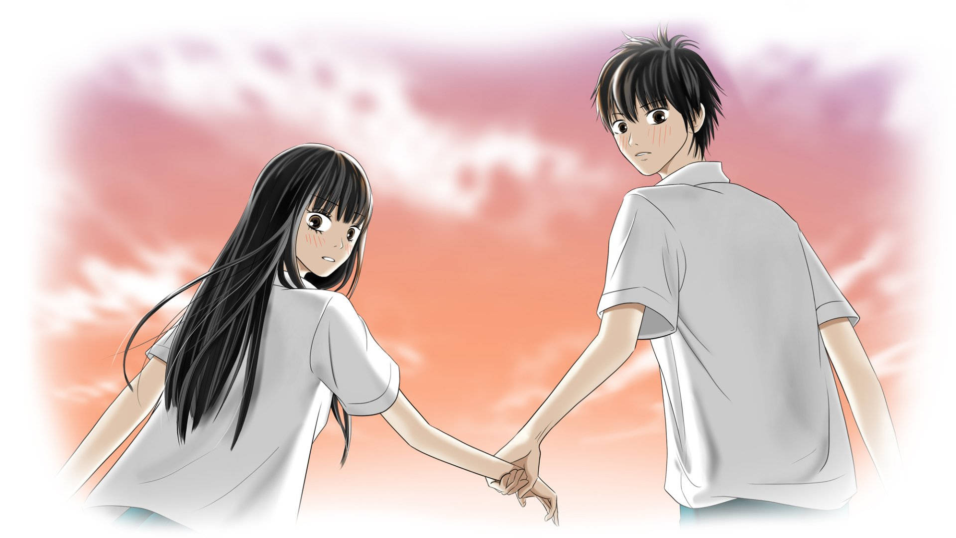 Cuplu Anime: Un moment de dragoste surprins din Kimi ni Todoke Fundal
