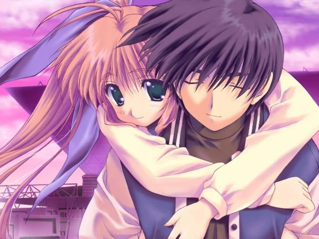 Cuplu dulce de anime îndrăgostit Fundal