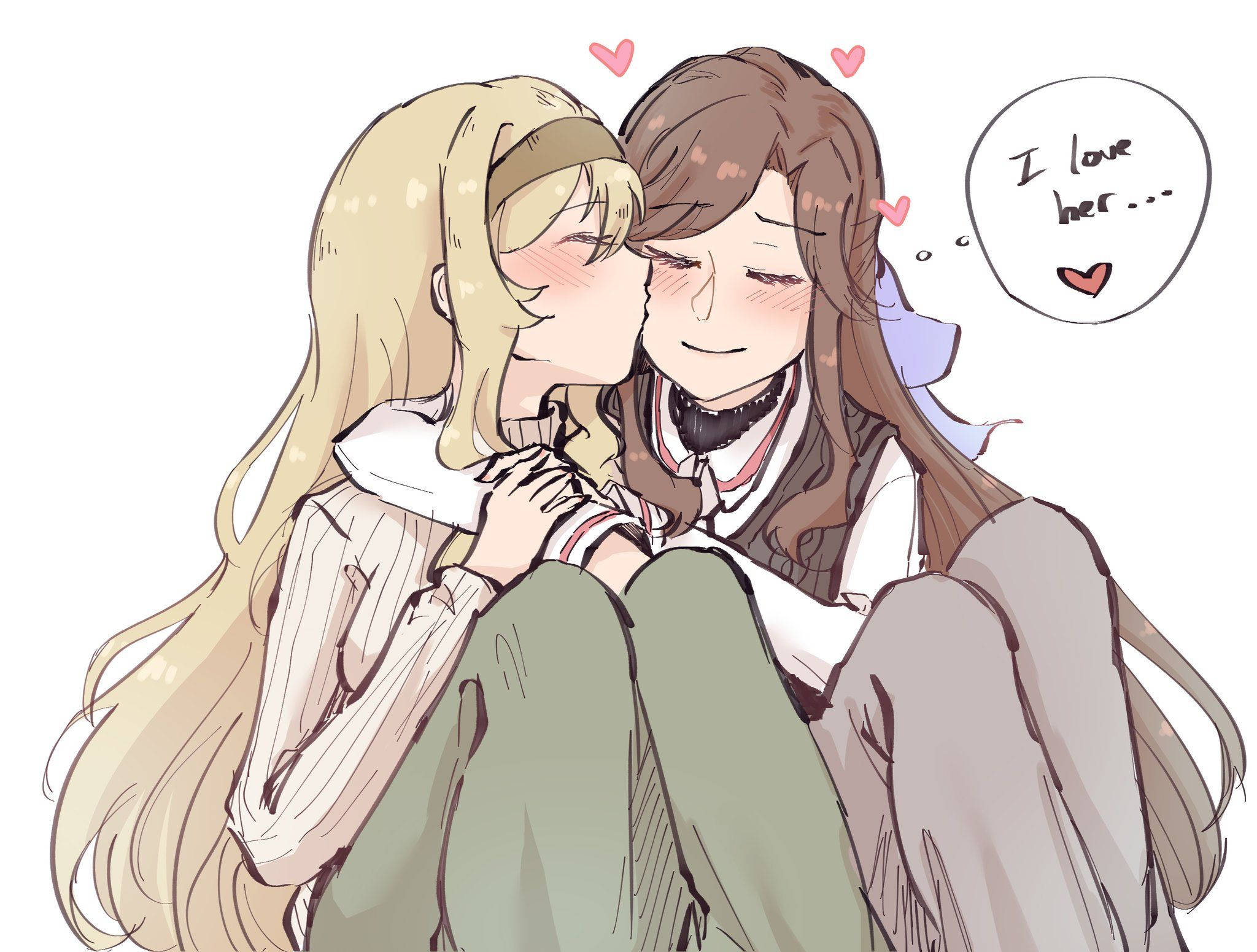 Cuplu Lesbian Anime Dulce Fundal