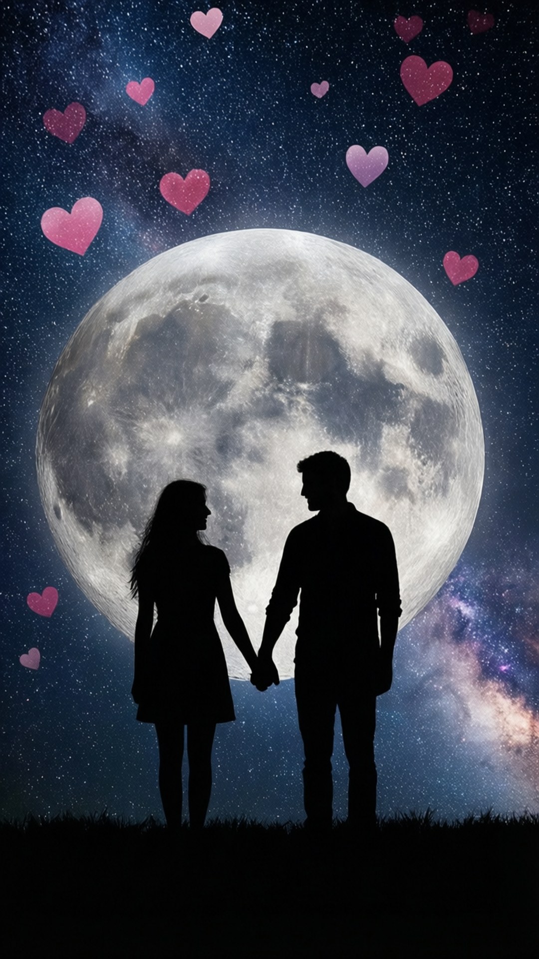 Cuplu romantic sub lună Fundal