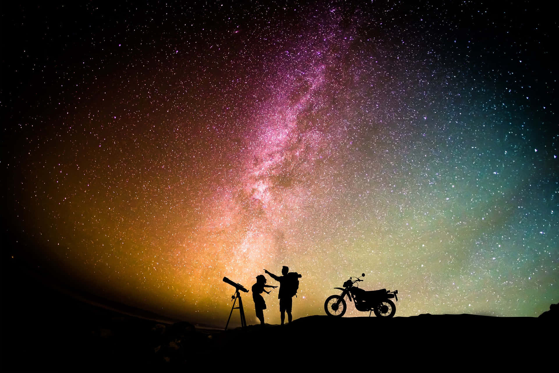 Cuplu siluetă cer galactic relație imagine Fundal