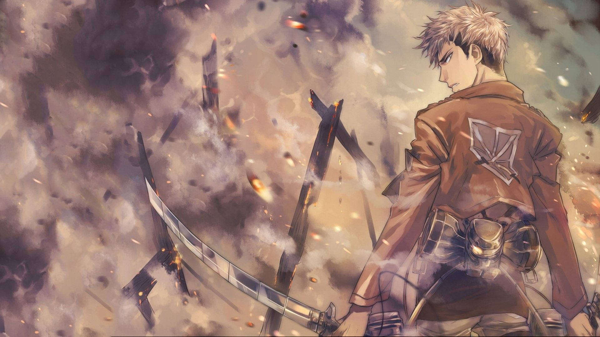 Curajosul Jean Kirstein în uniforma Attack on Titan Fundal