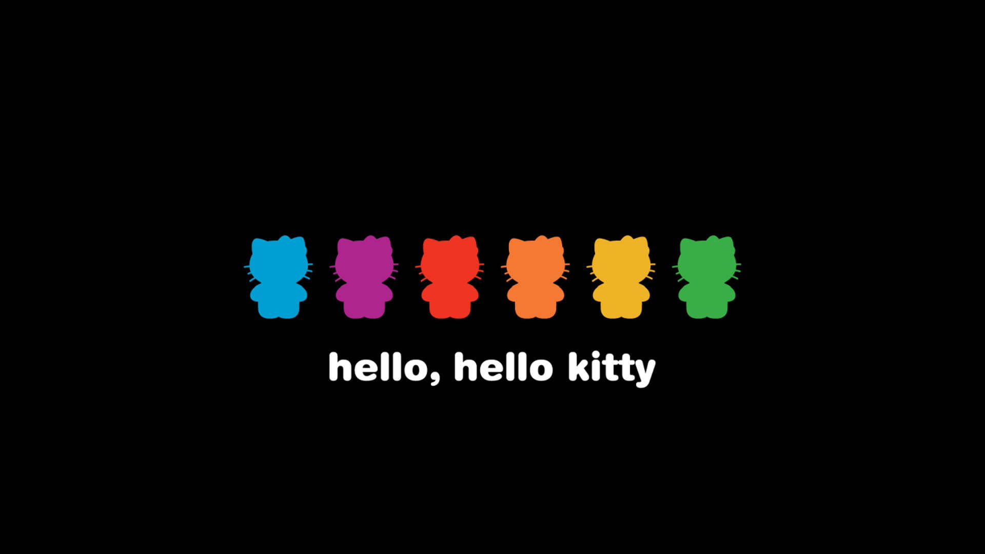 Curcubeu Pe Fond Negru Hello Kitty Fundal
