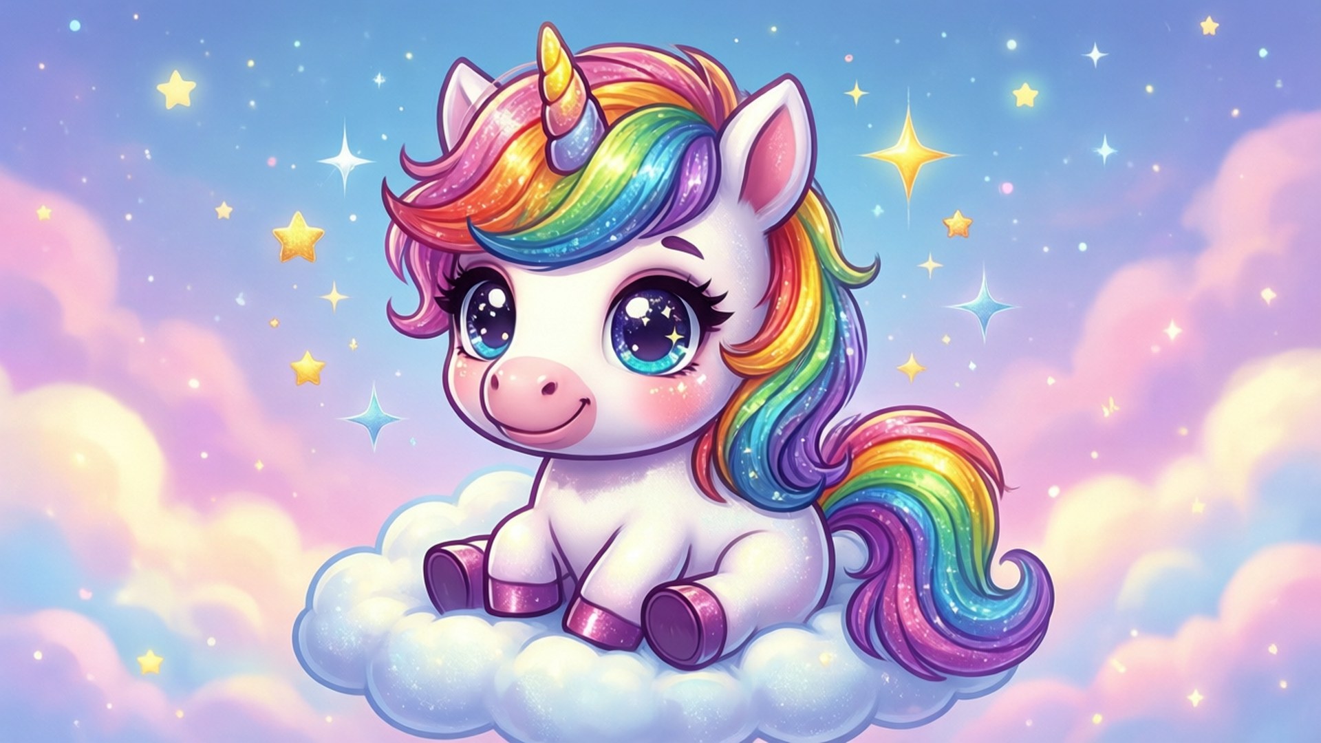 Curcubeu Unicorn pe Nor Fundal