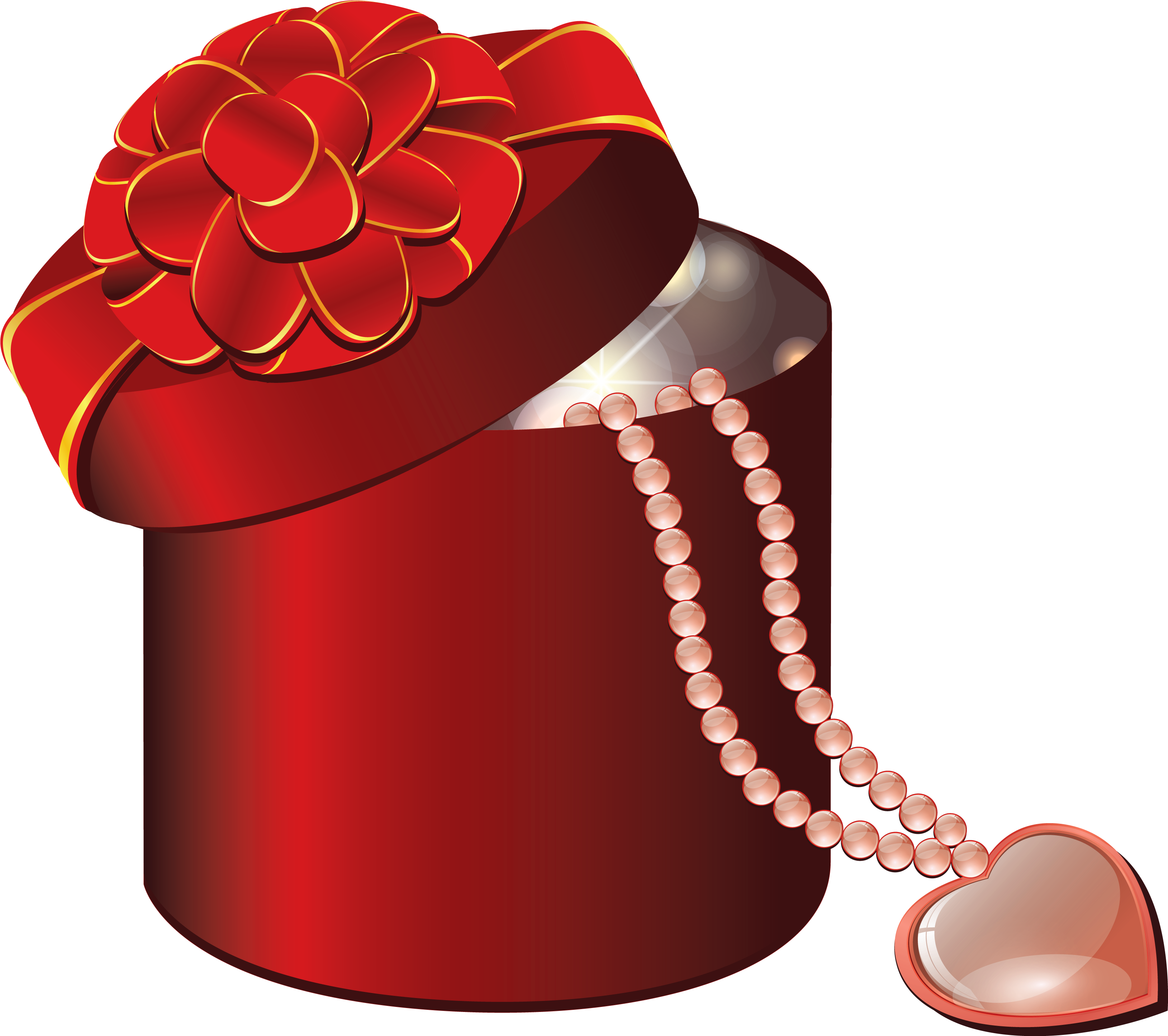 Cutie cadou de Valentine și colier cu perle Fundal