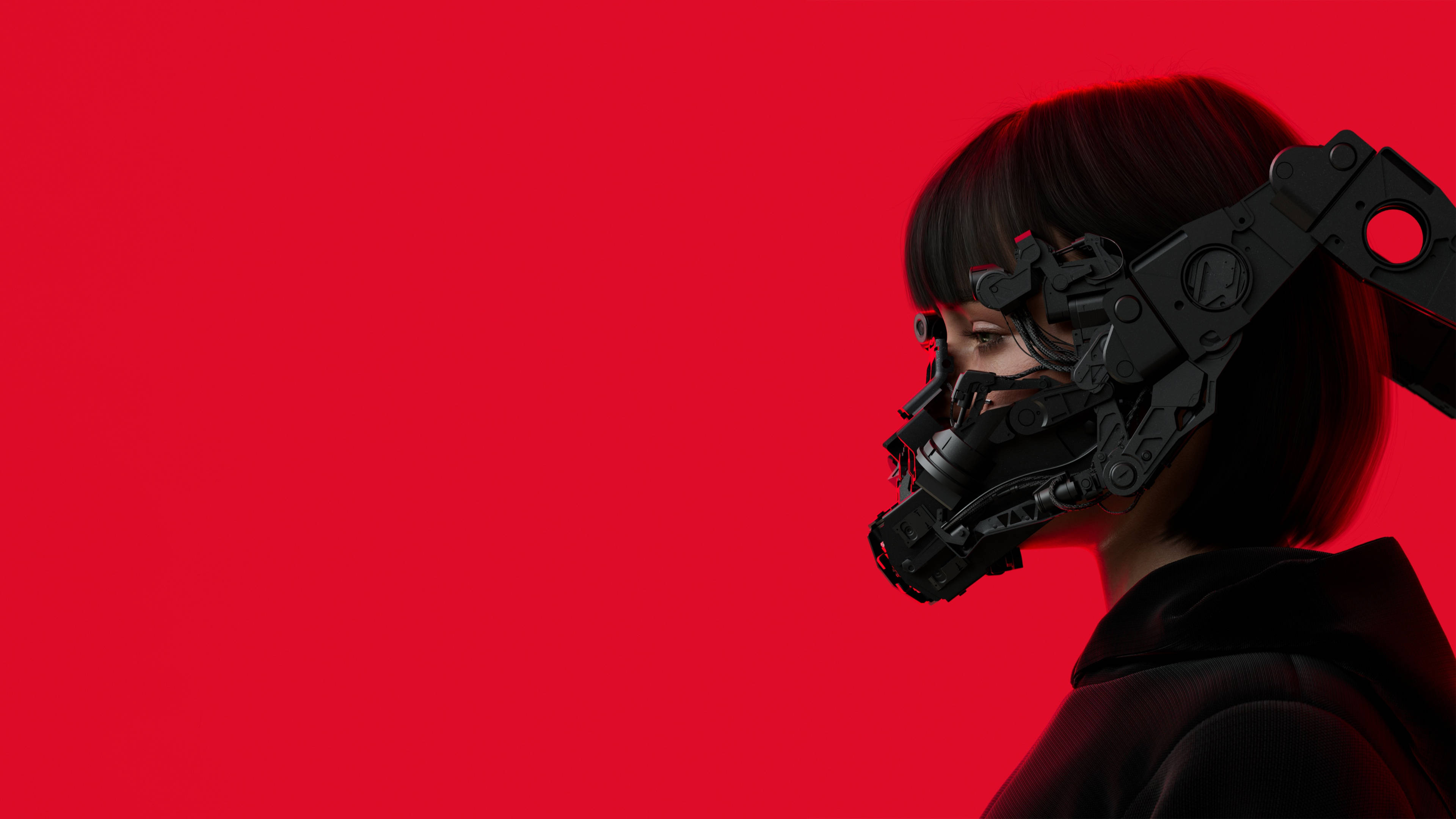 Cyberpunk 4K roșu și negru Fundal