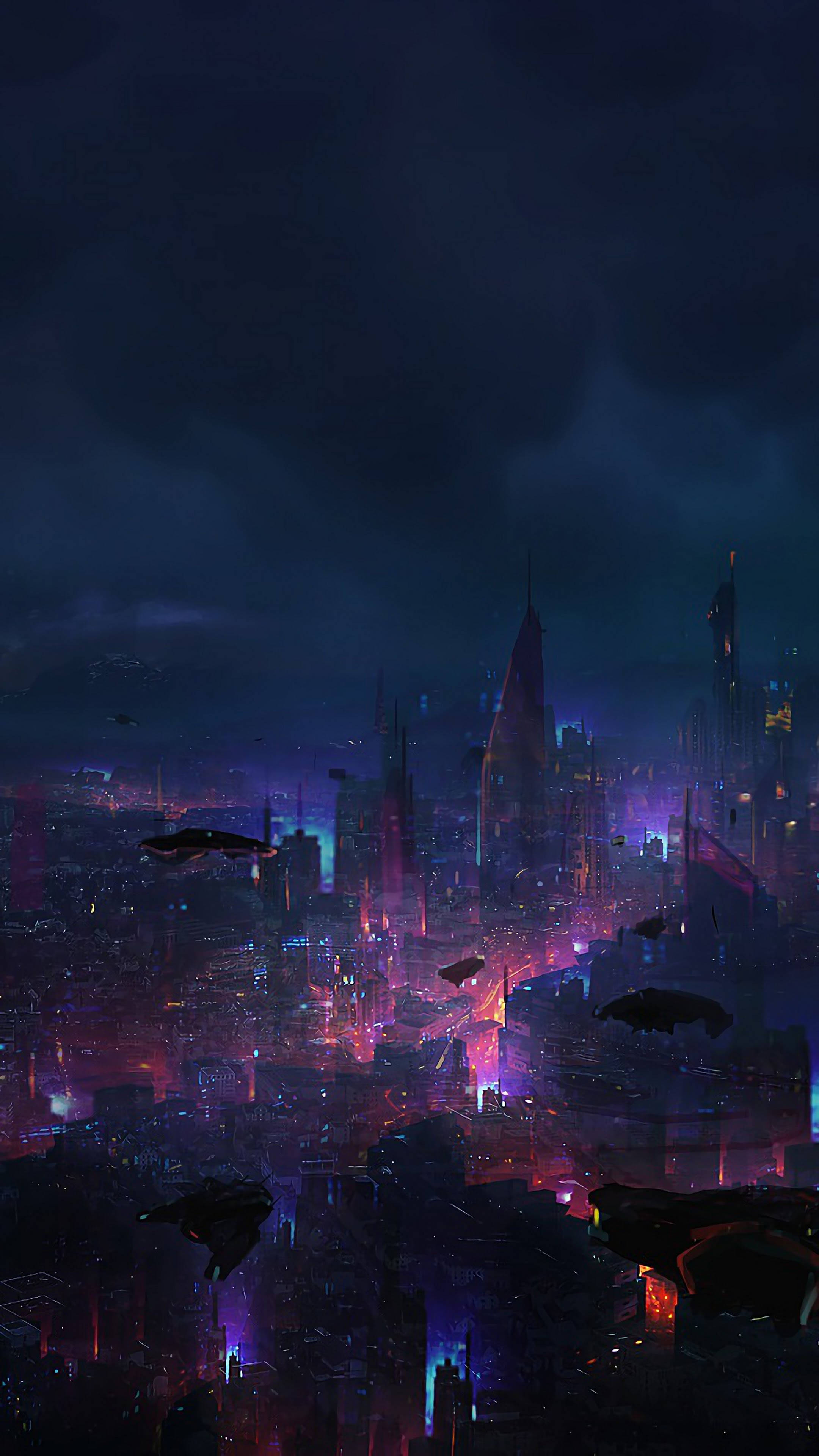 Cyberpunk urban futurist întunecat pentru iPhone X Fundal