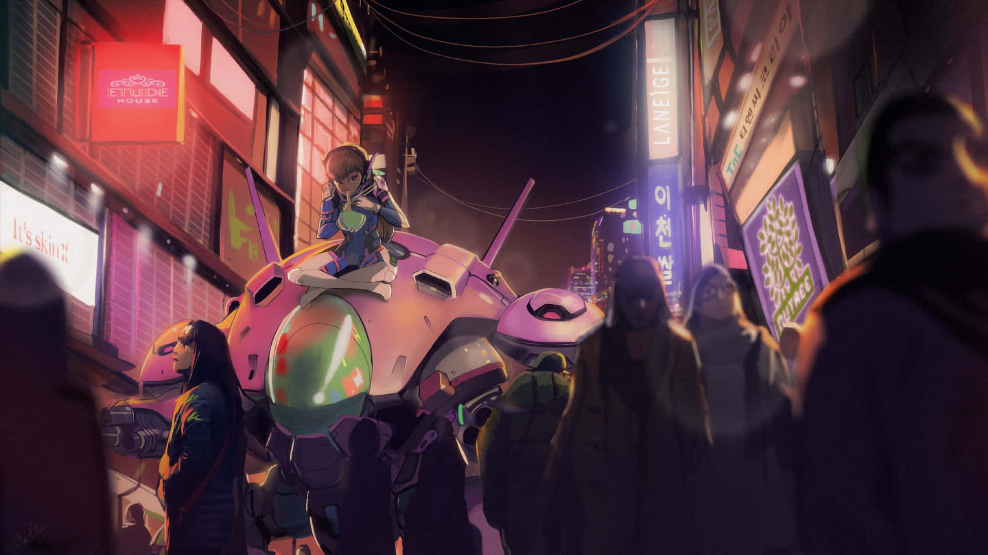 D.va Nave de Luptă 1920x1080 Fundal Overwatch Fundal