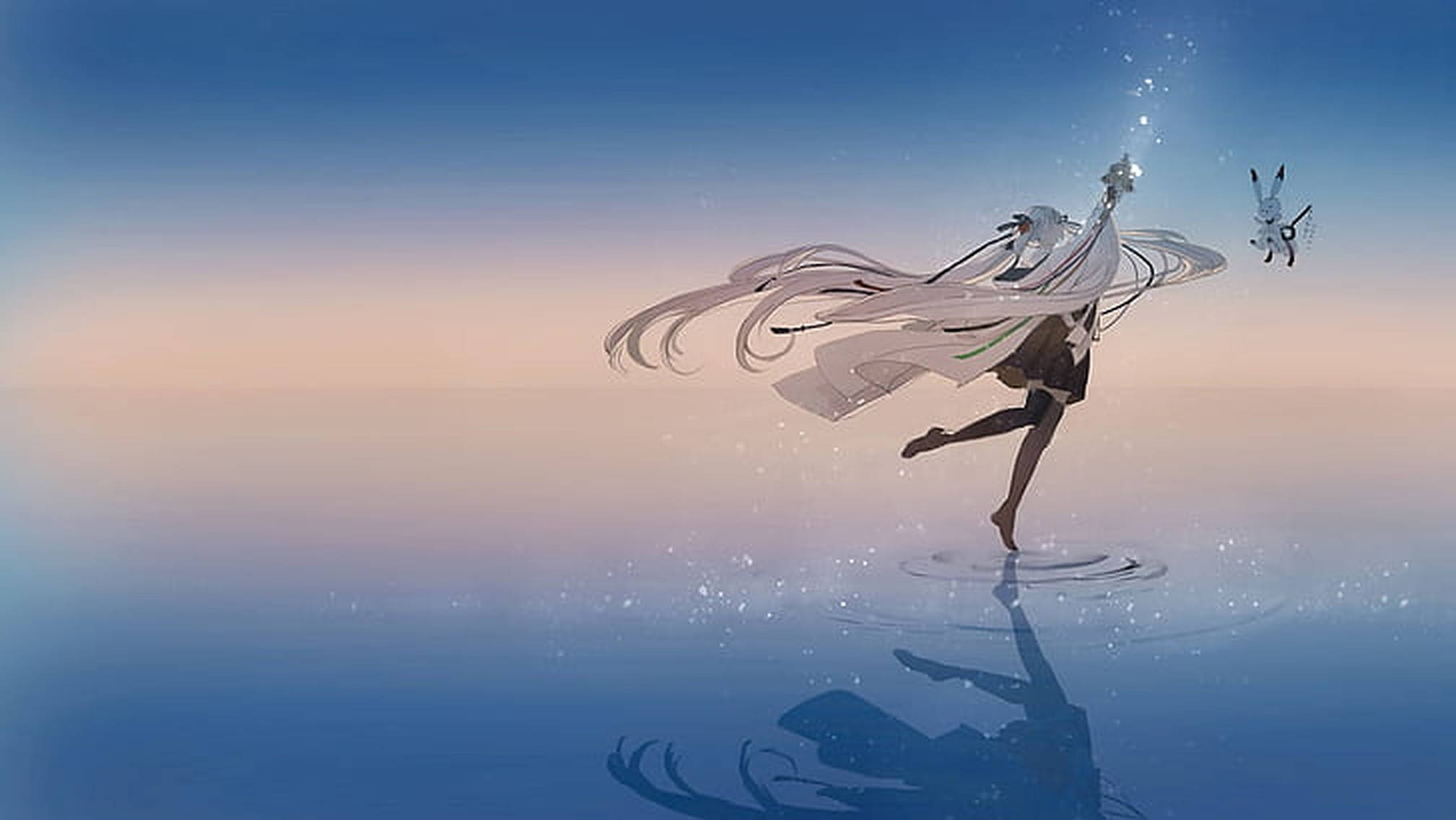 Dans Anime Ocean Calm Fundal