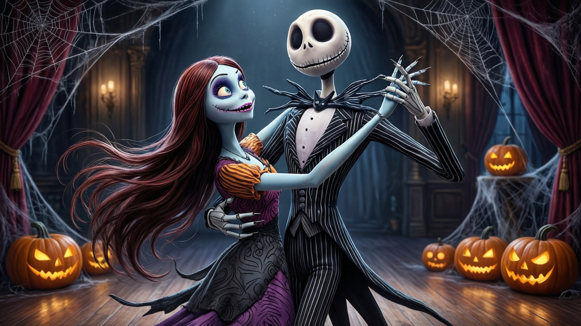Dans de Halloween în Sala de Bal Fundal