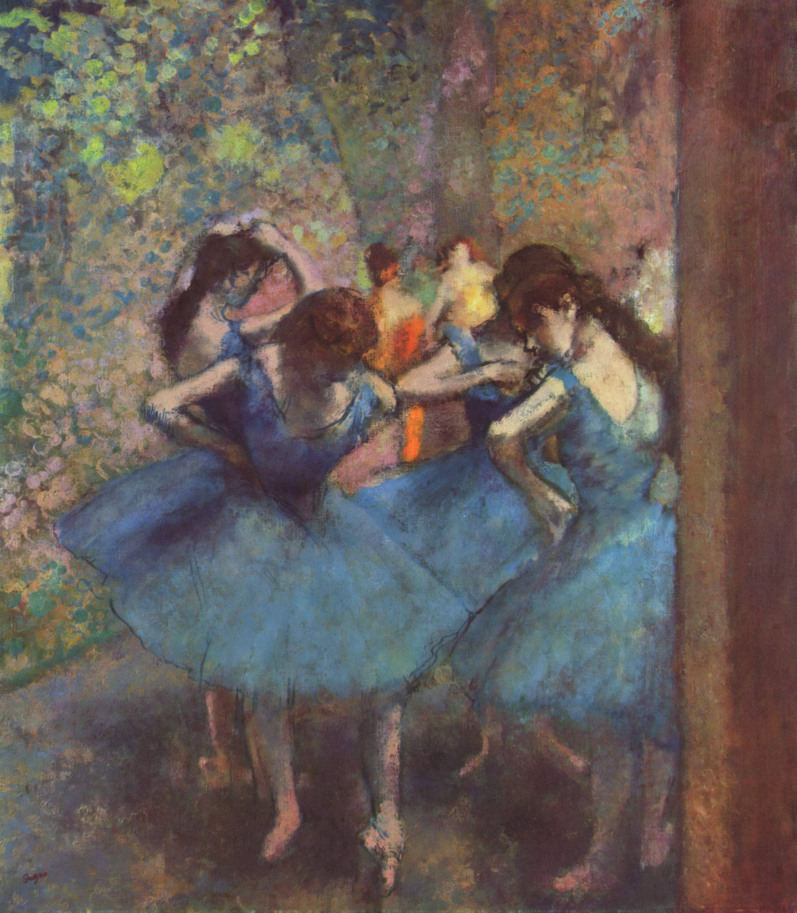 Dansatoare în Albastru de Edgar Degas Fundal