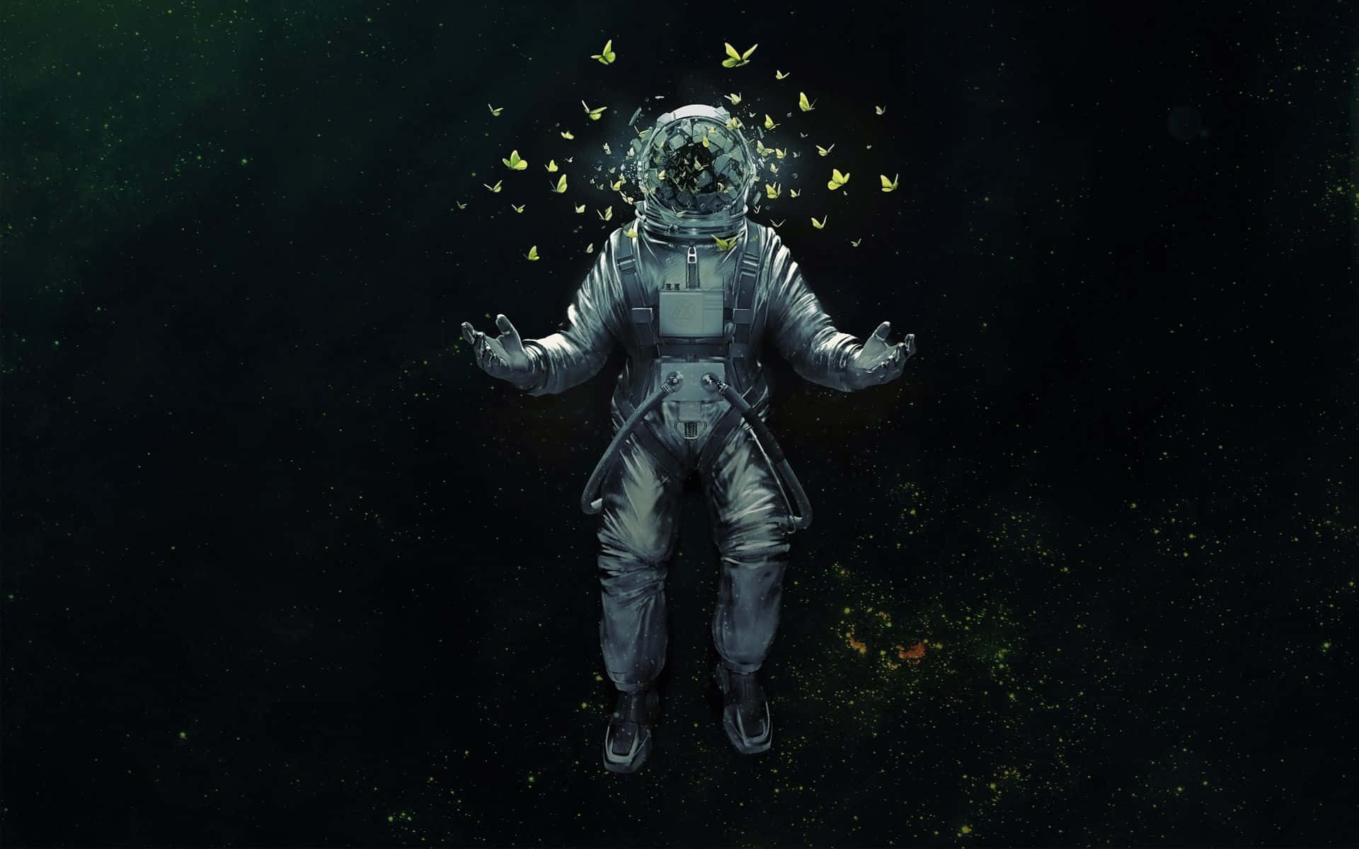 Dansul flăcărilor albastre printr-o mare de stele în imensitatea spațiului cosmic Fundal