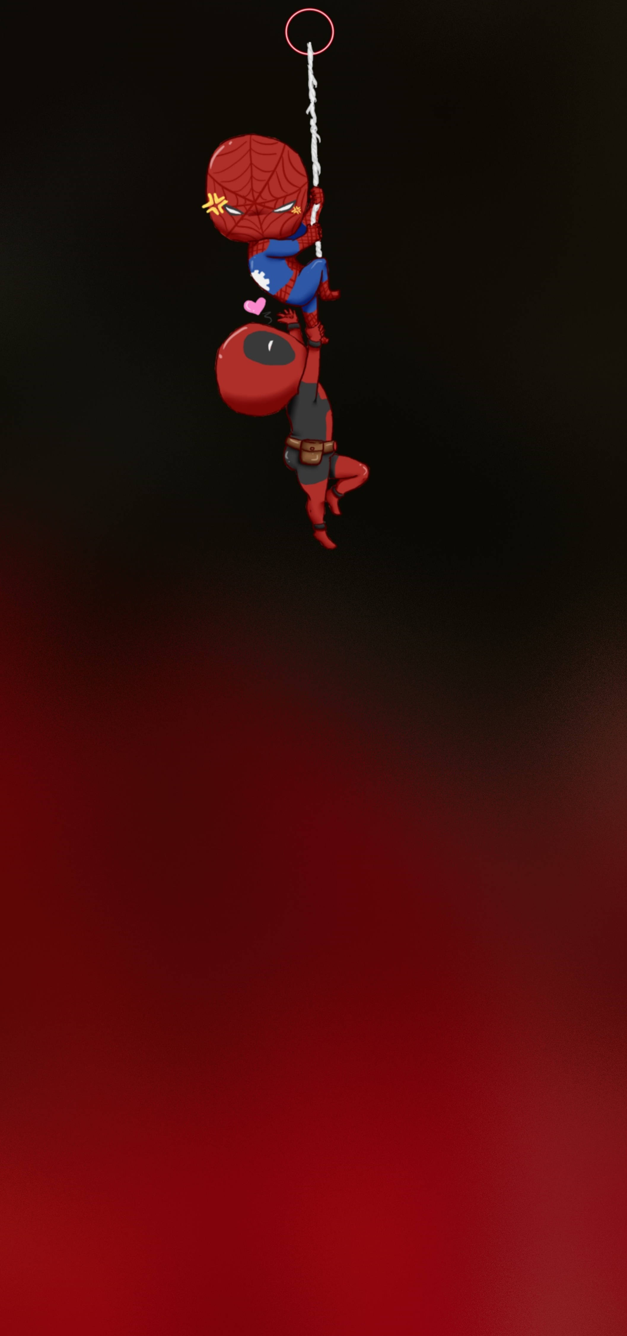 Deadpool și Spiderman drăguți gaură de pumn 4K Fundal