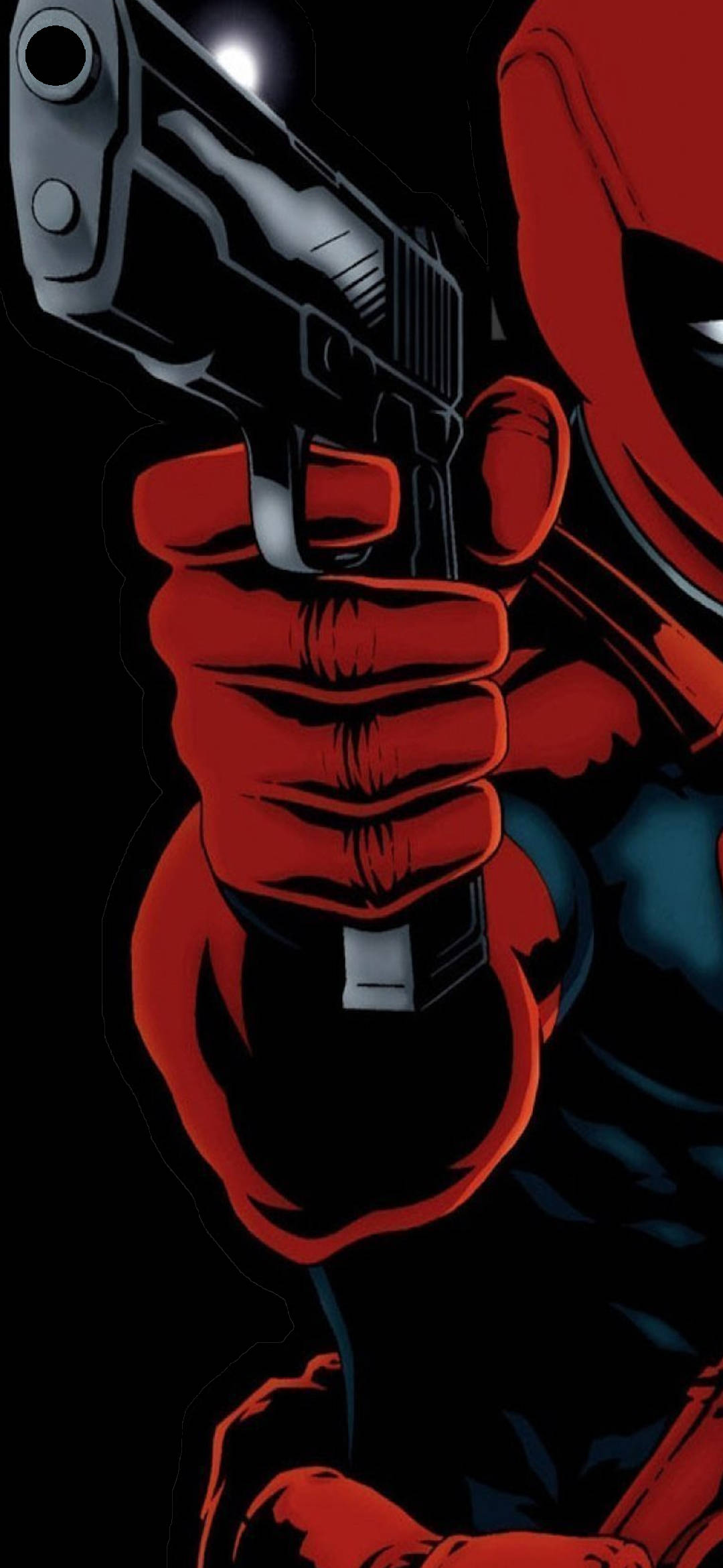 Deadpool Ținând Pistolul la Gaura de Puncție Fundal