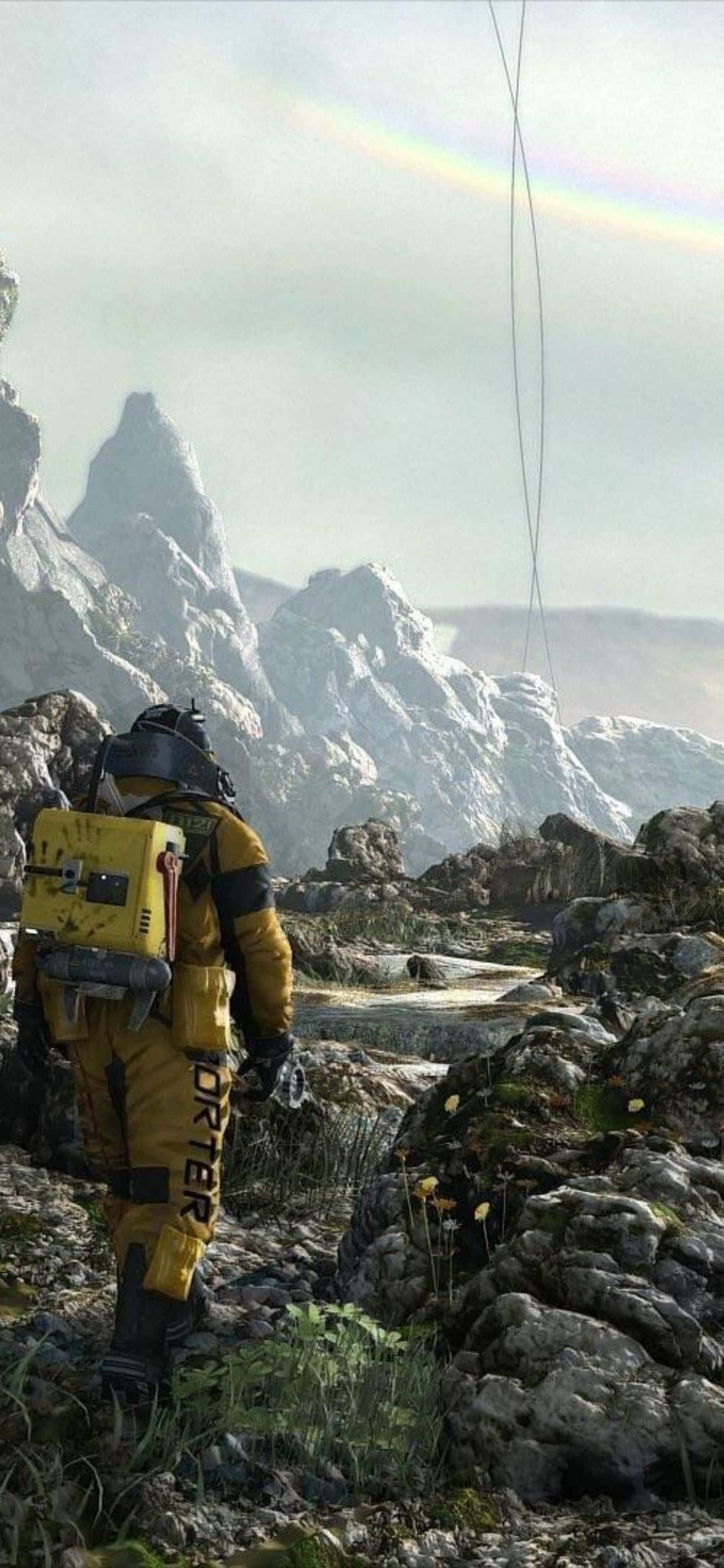 Death Stranding și iPhone Xs Max se unesc pentru o Aventură Epică. Fundal