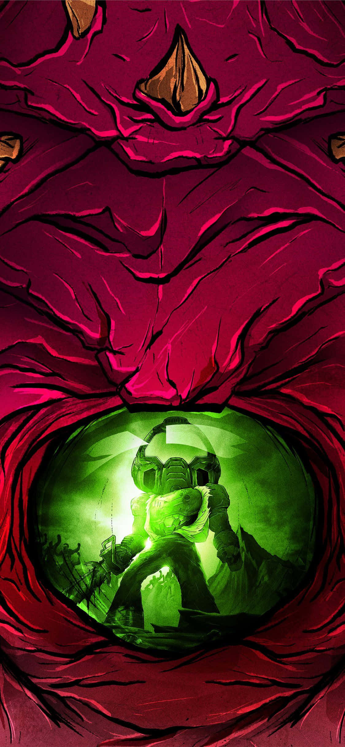 Deblochează puterea experienței "Doom Eternal" de pe iPhone-ul tău Fundal