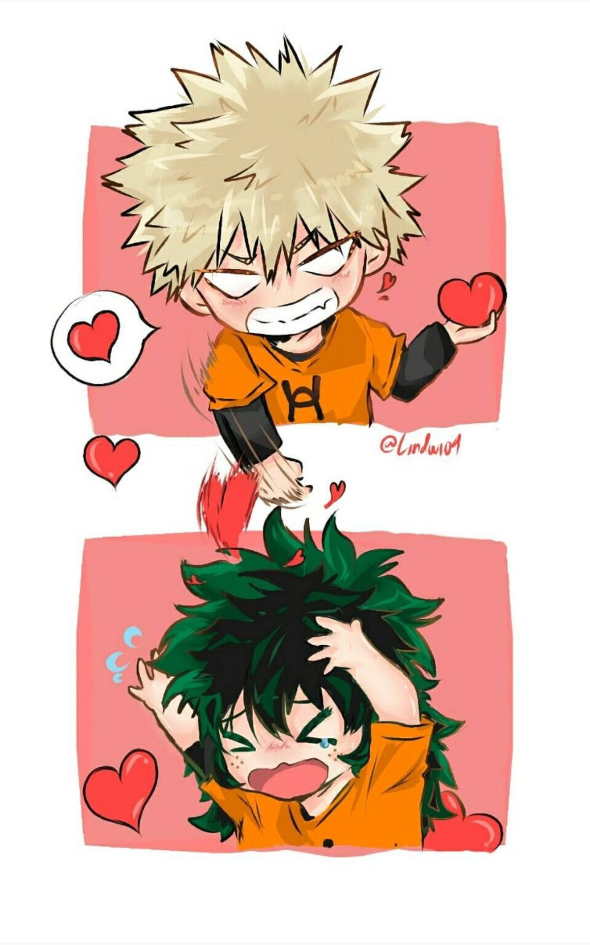 Deku și Bakugou drăguți în desen animat Fundal