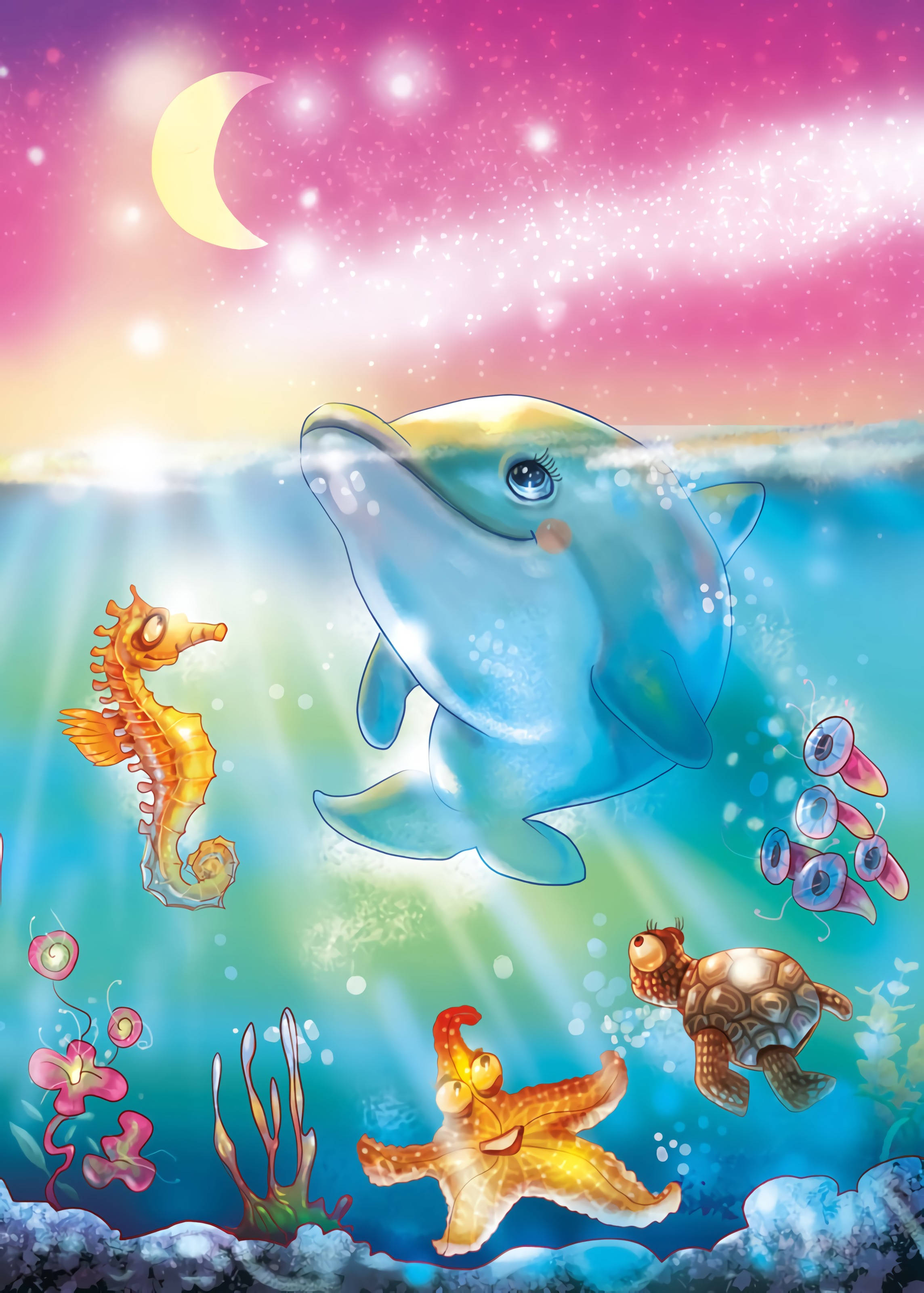 Delfin Drăguț și Colorat Fundal