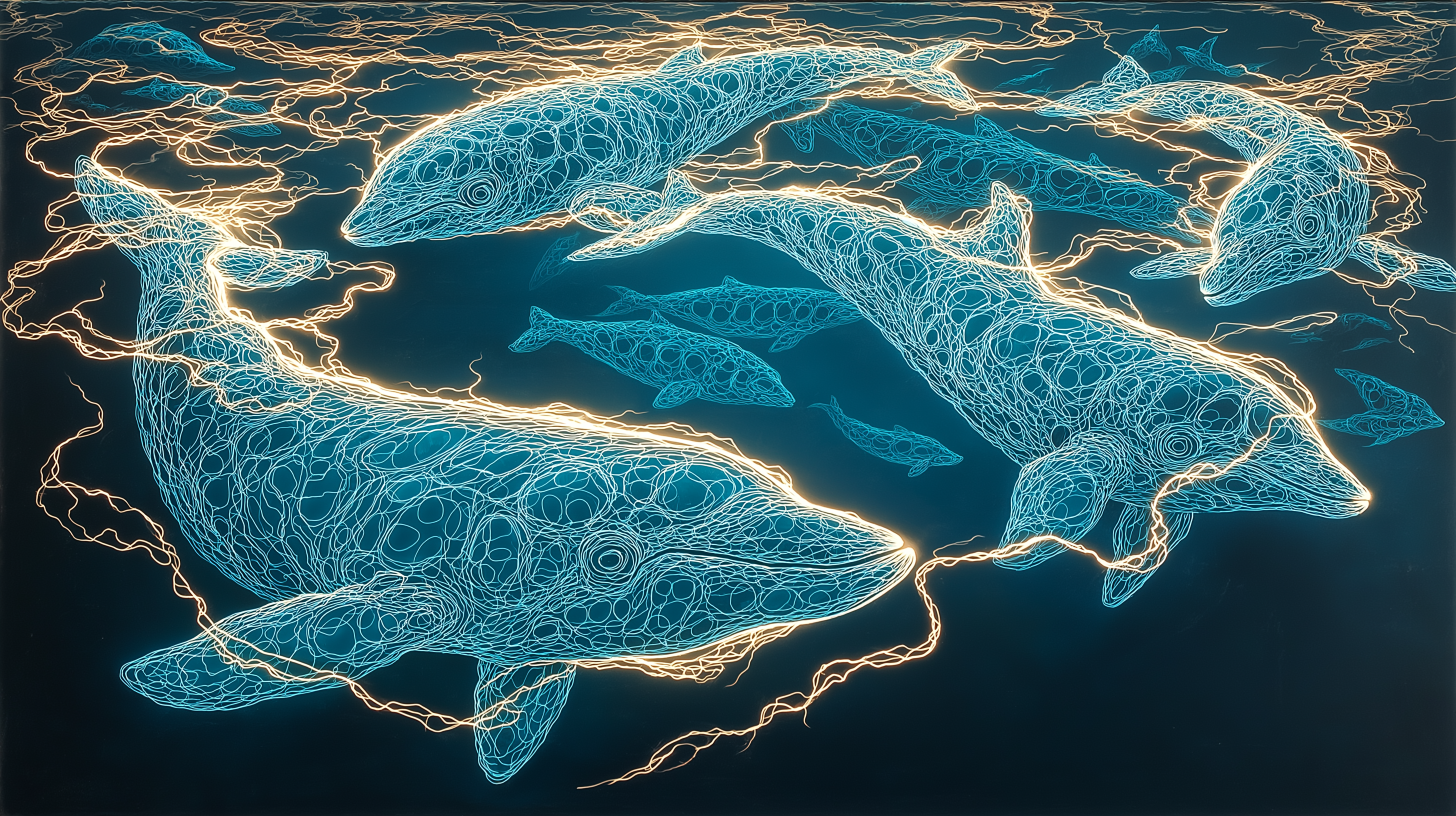 Delfini în Ape Bioluminescente Fundal