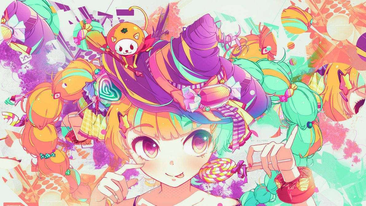Delicioase dulciuri kawaii în stil vrăjitoare Fundal
