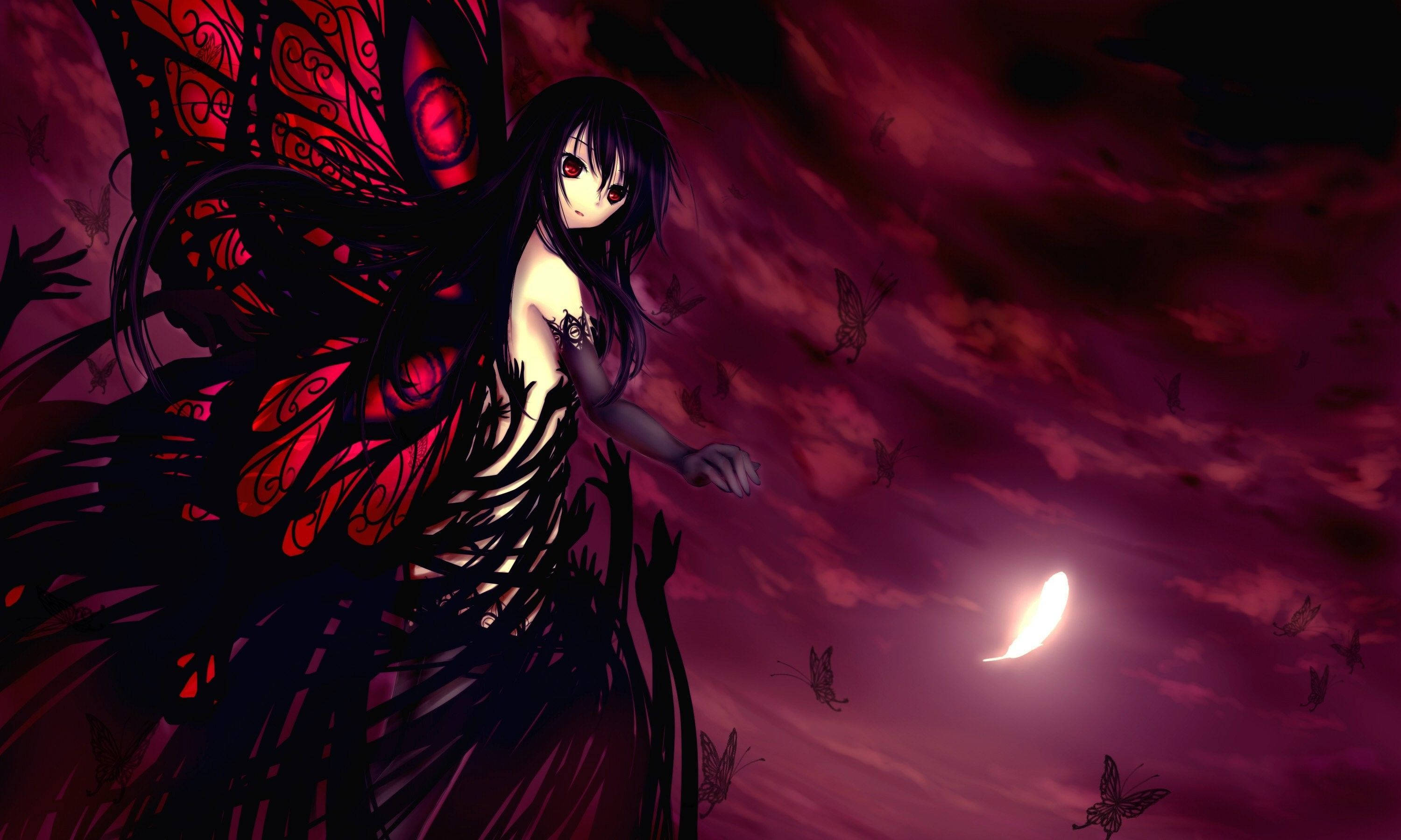 Demon Goth Fluture Anime Fundal