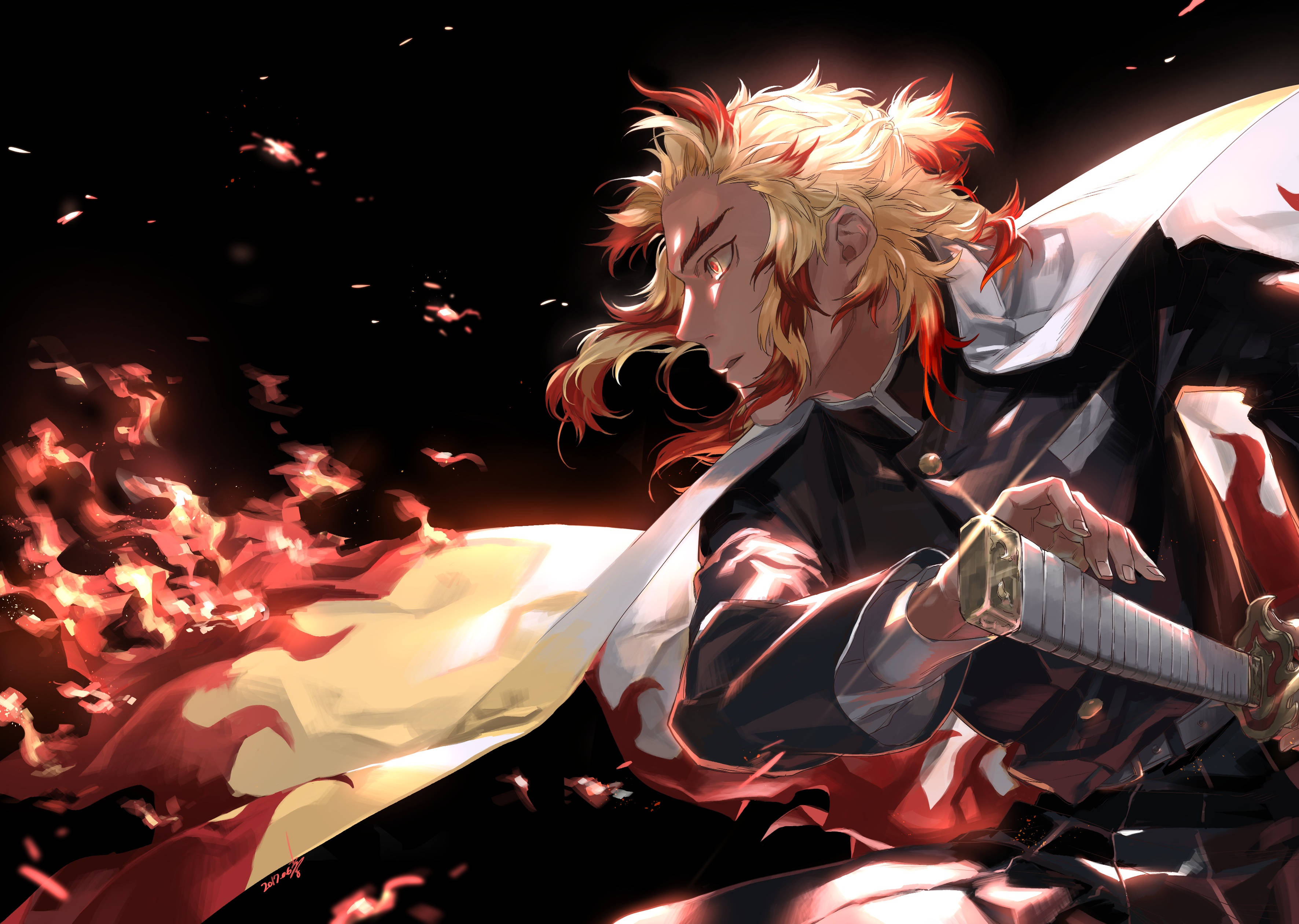 Demon Slayer 4K Rengoku Foc Fundal