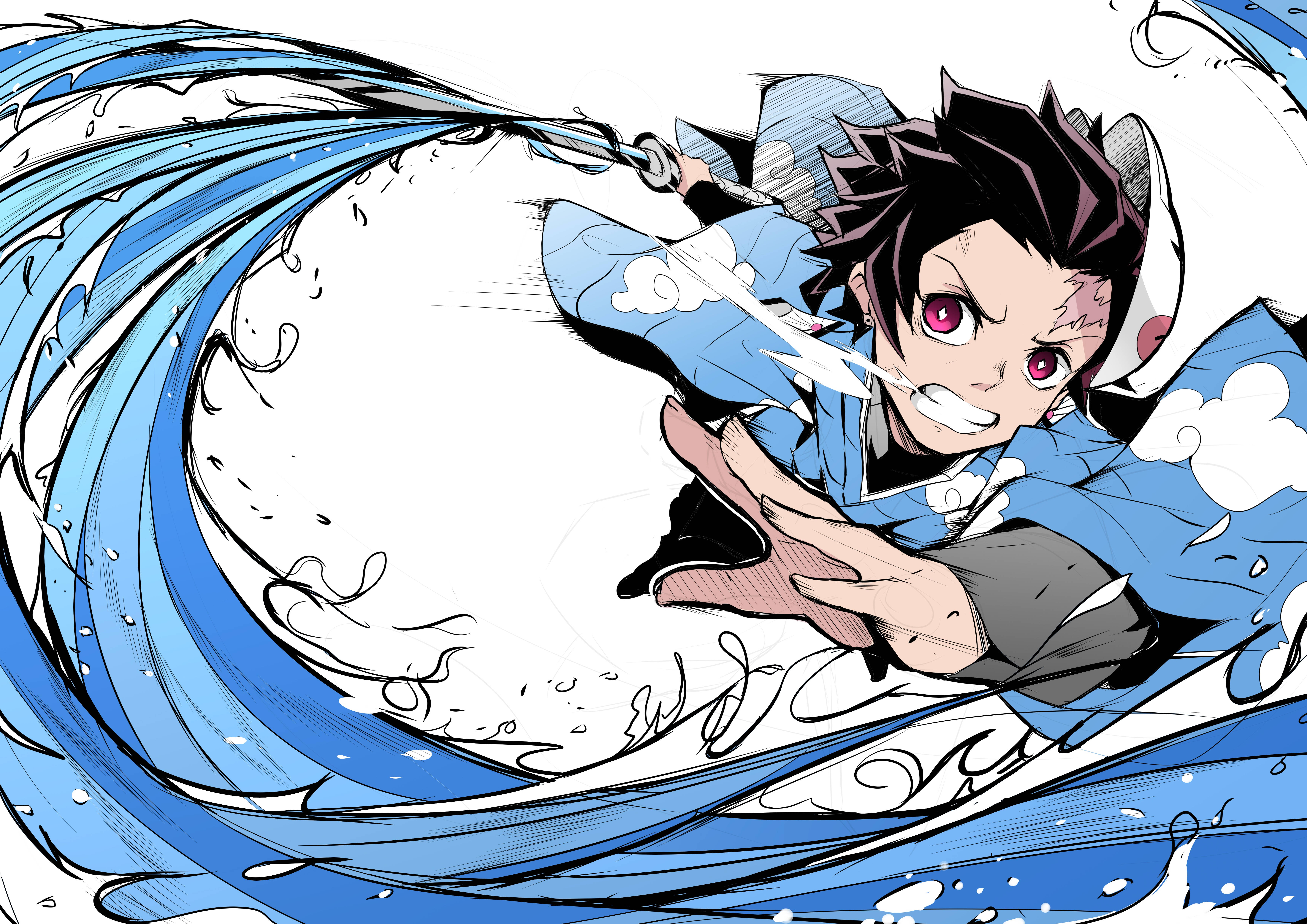 Demon Slayer 4K Tanjiro Alb Fundal