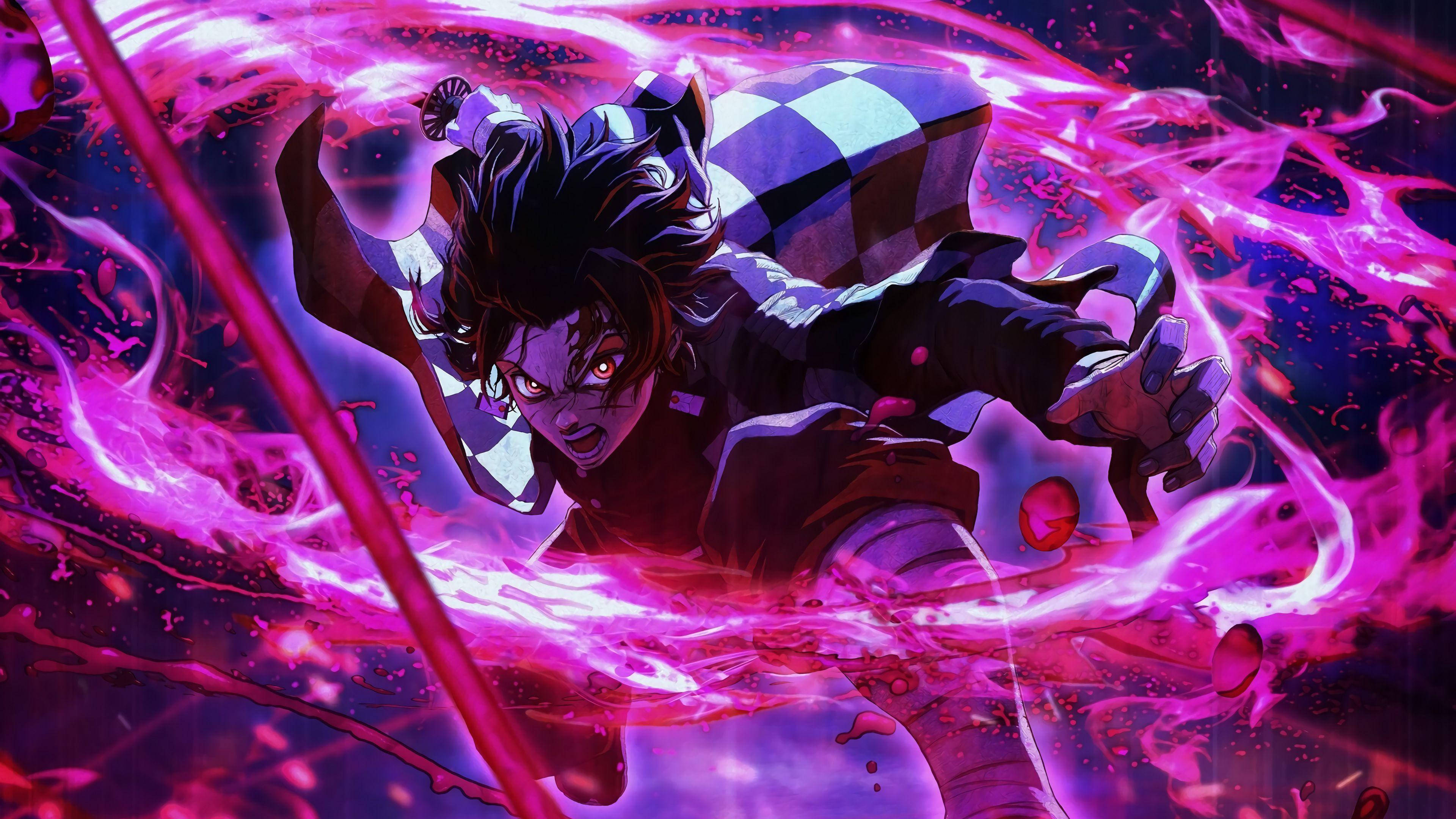 Demon Slayer 4K Tanjiro Foc Fundal