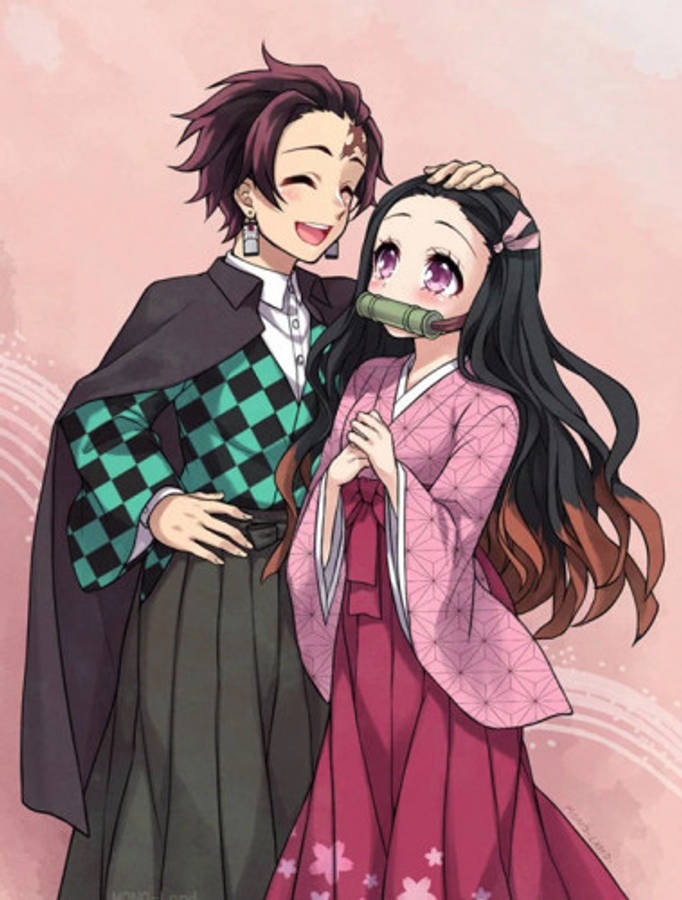 Demon Slayer Nezuko cu fratele Fundal