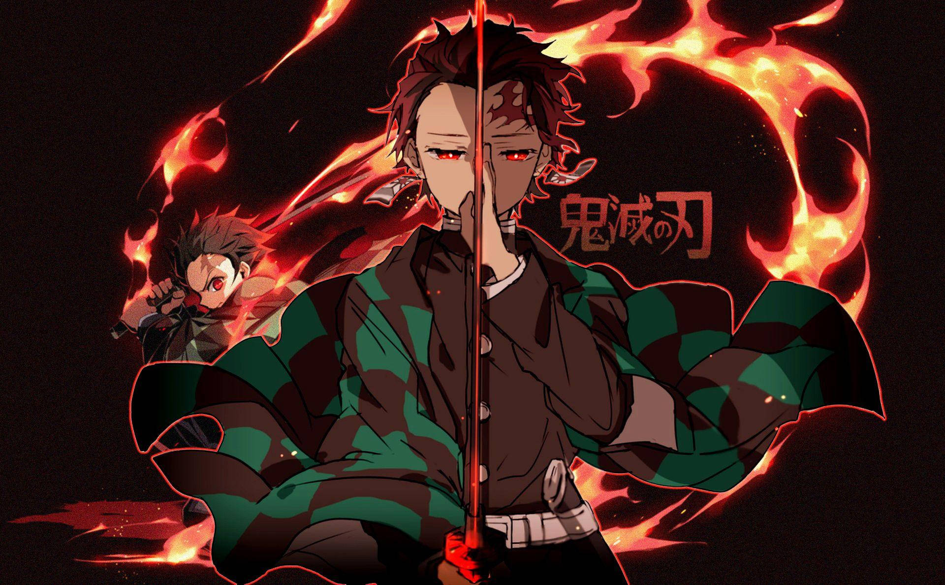 Demon Slayer Tanjiro Cer Senin Albastru Fundal