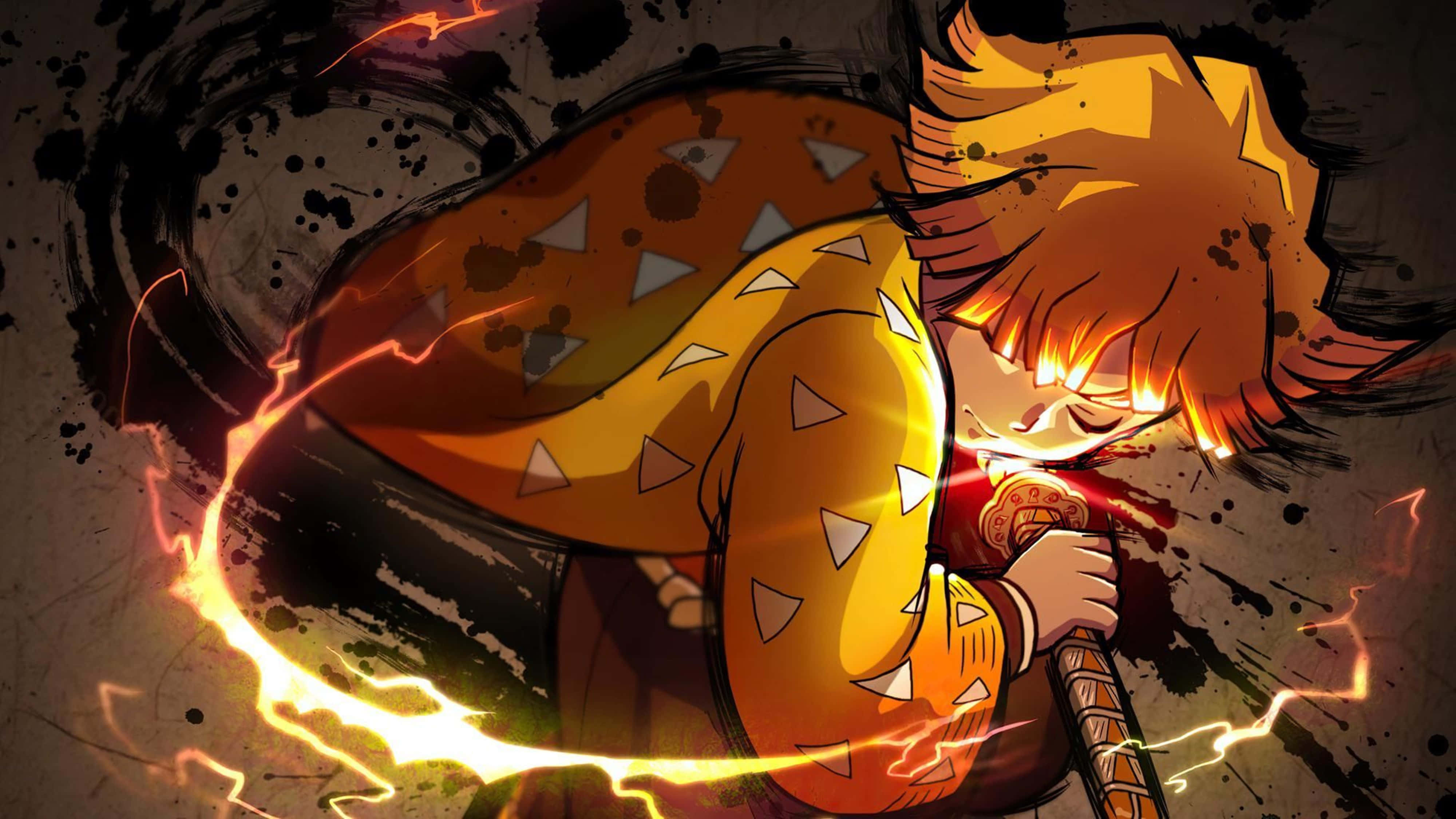 Demon Slayer Zenitsu ucide răul 4K Fundal