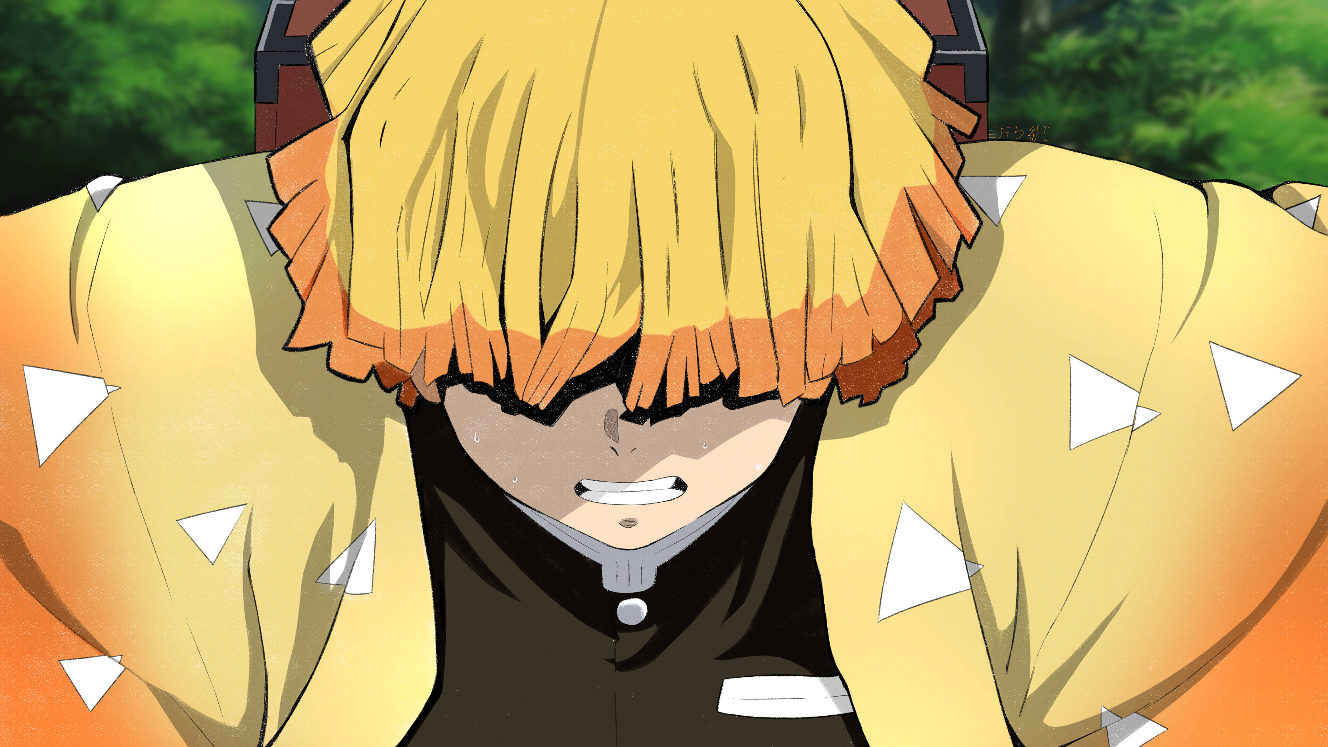 Demon Slayer Zenitsu Furios Fundal