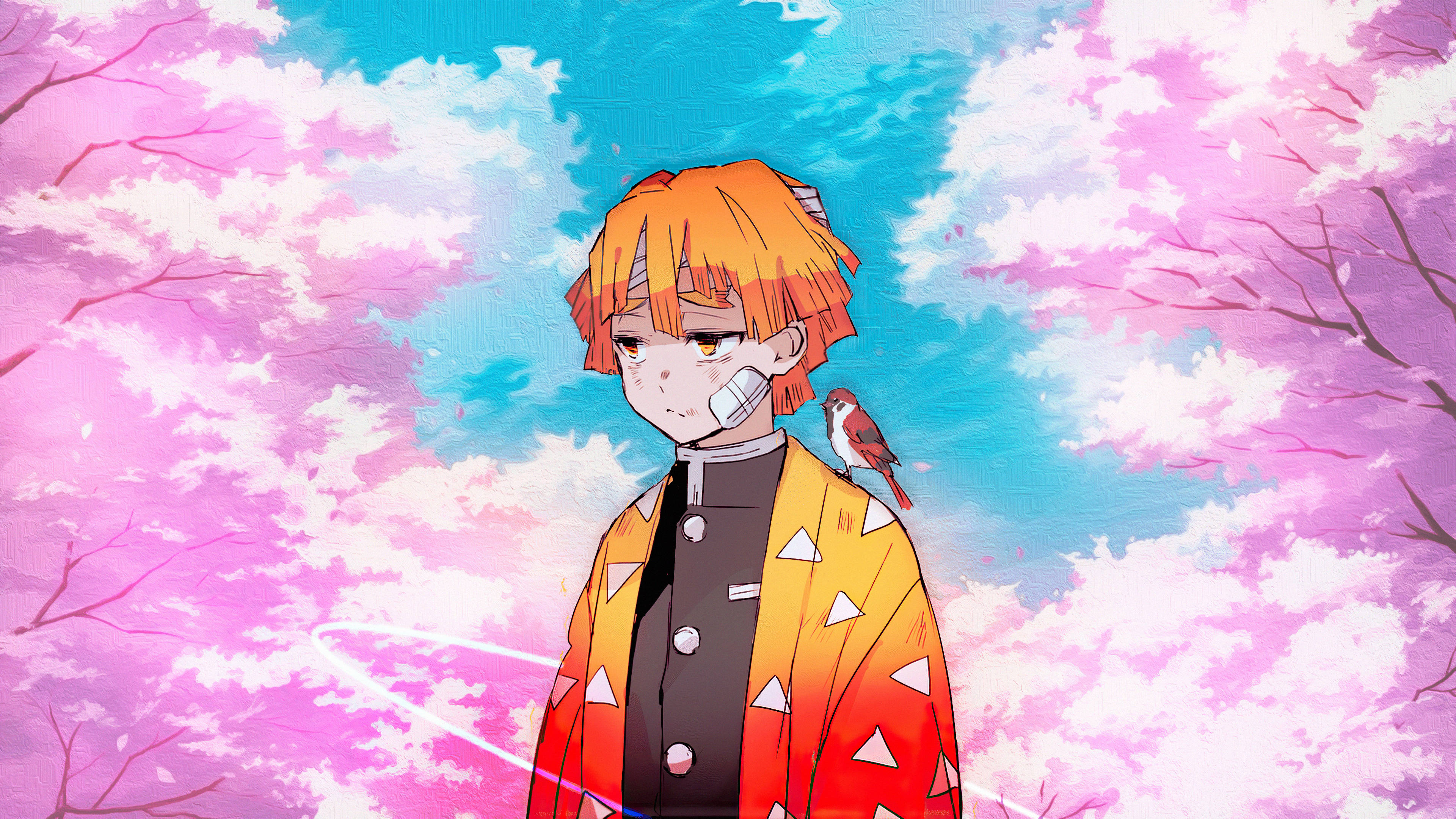 Demon Slayer Zenitsu Trist Fundal