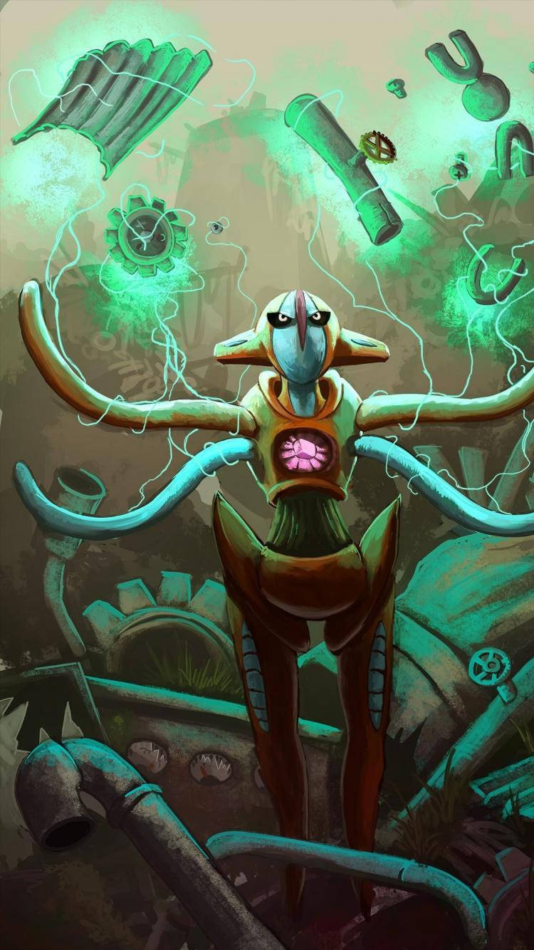 Deoxys și Roțile Dințate Levitante Fundal