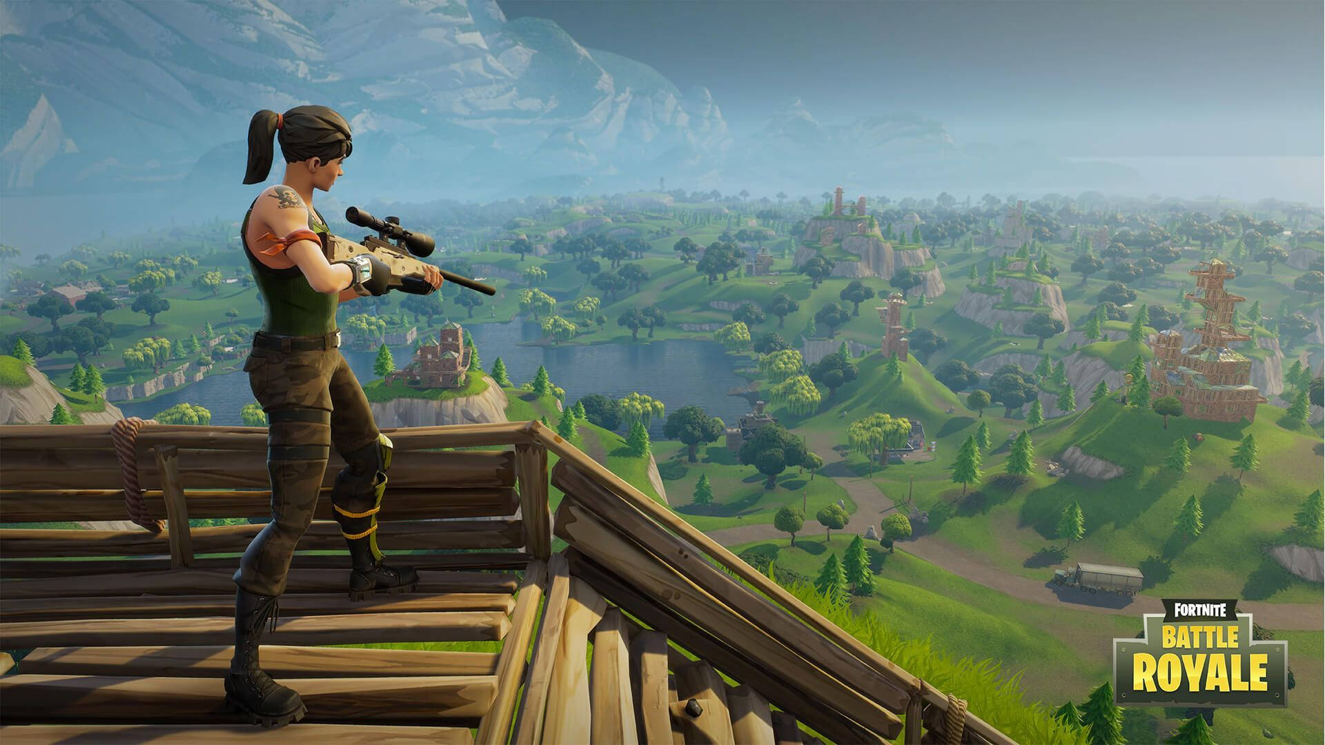 Depășește-ți adversarii cu tehnici precise de lunetist în Fortnite. Fundal