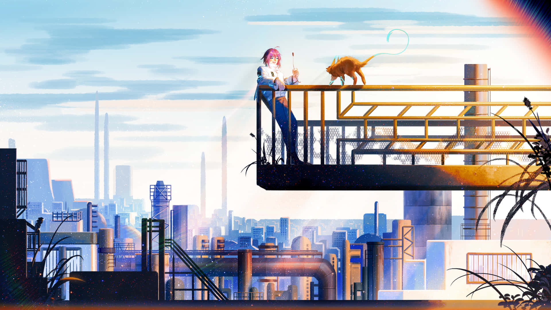 Deschide ușile imaginației și explorează Anime City Fundal