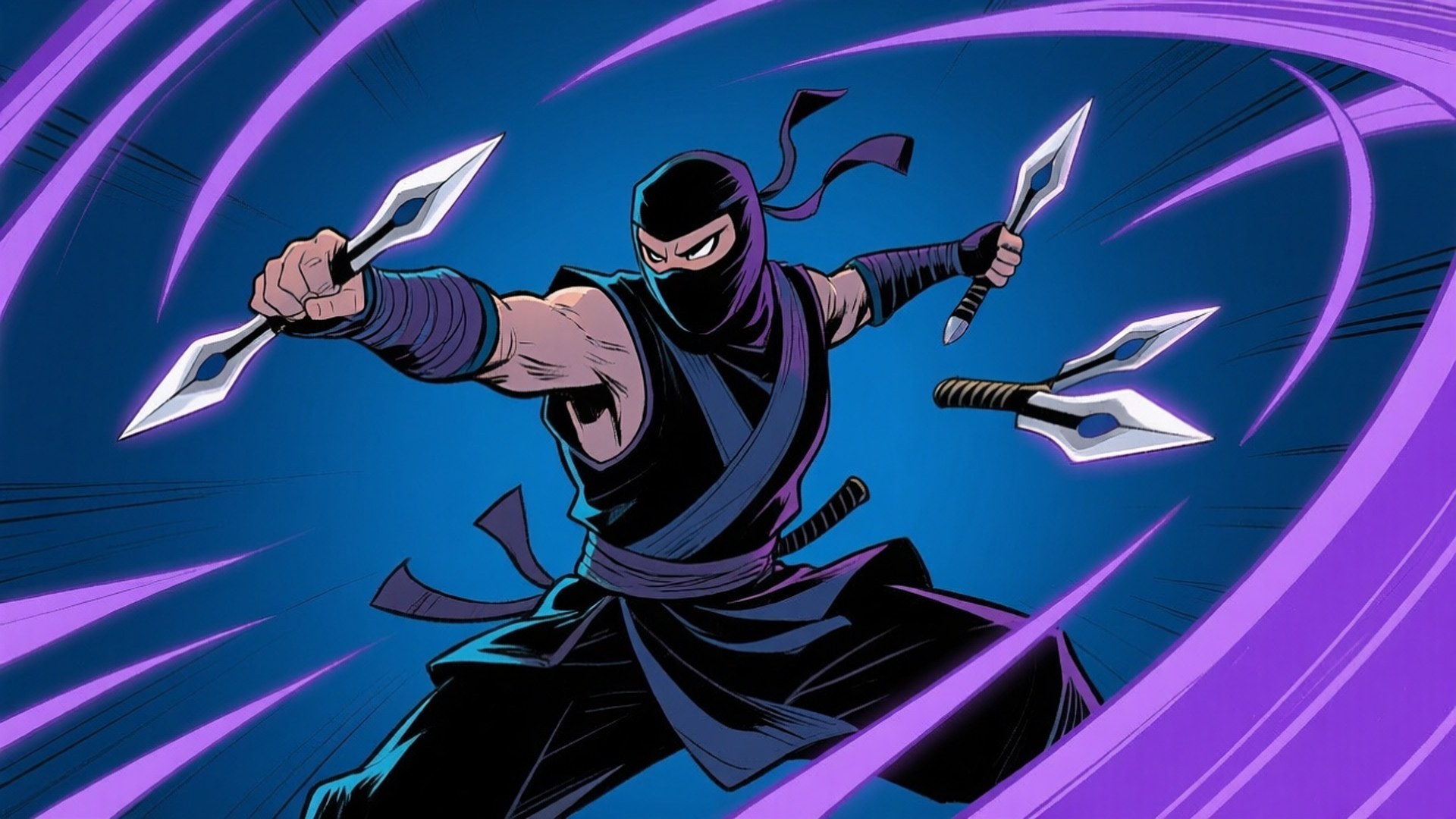 Desen Cool cu Ninja în Acțiune Fundal